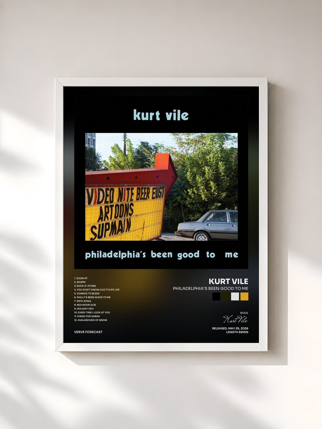 #blanc Philadelphia's been good to me di Kurt Vile in stampa incorniciata, cornice bianca, stampata e incorniciata in Francia