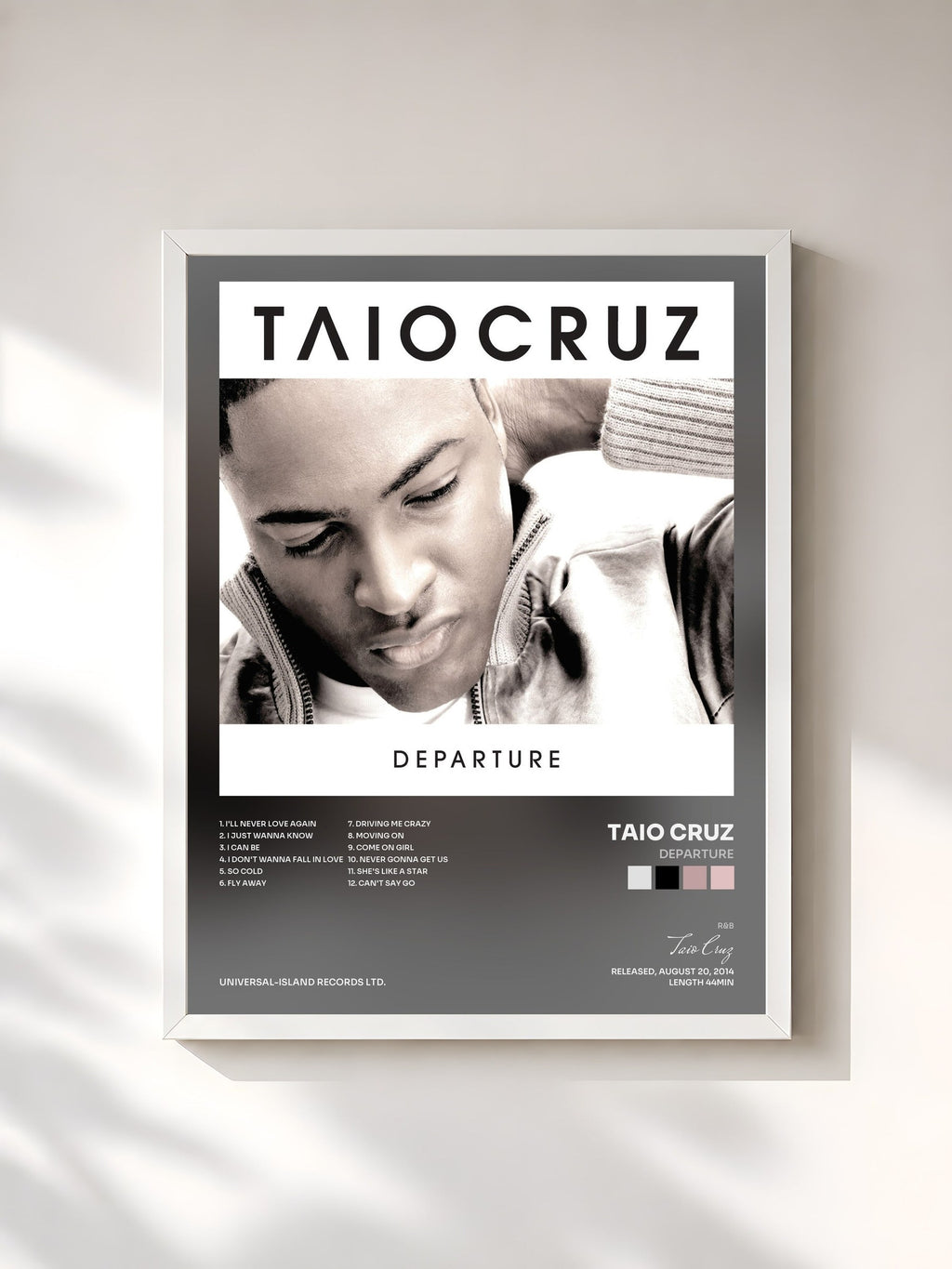 #blanc Tableau de l'album Departure de Taio Cruz, cadre blanc, imprimé et encadré en France
