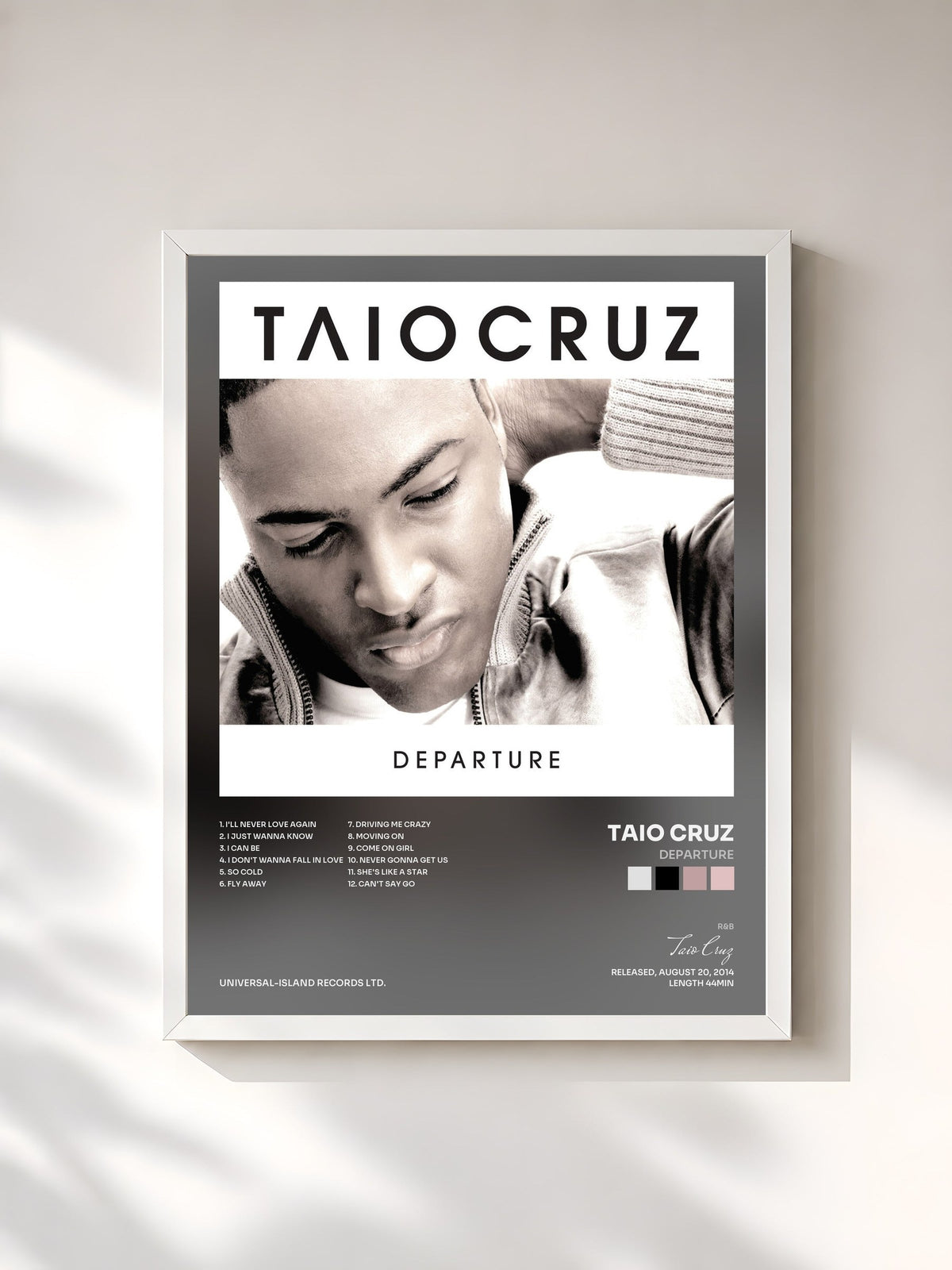 #blanc Tableau de l'album Departure de Taio Cruz, cadre blanc, imprimé et encadré en France