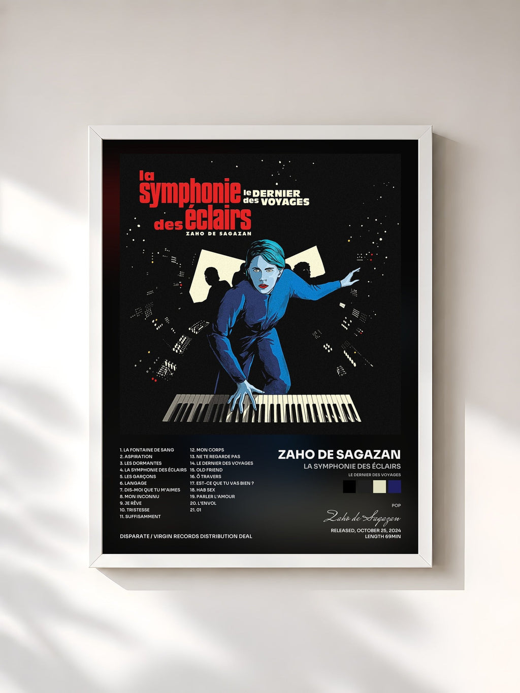 #blanc La symphonie des éclairs (Le dernier des voyages) de Zaho de Sagazan en lámina enmarcada, marco blanco, impresa y enmarcada en Francia