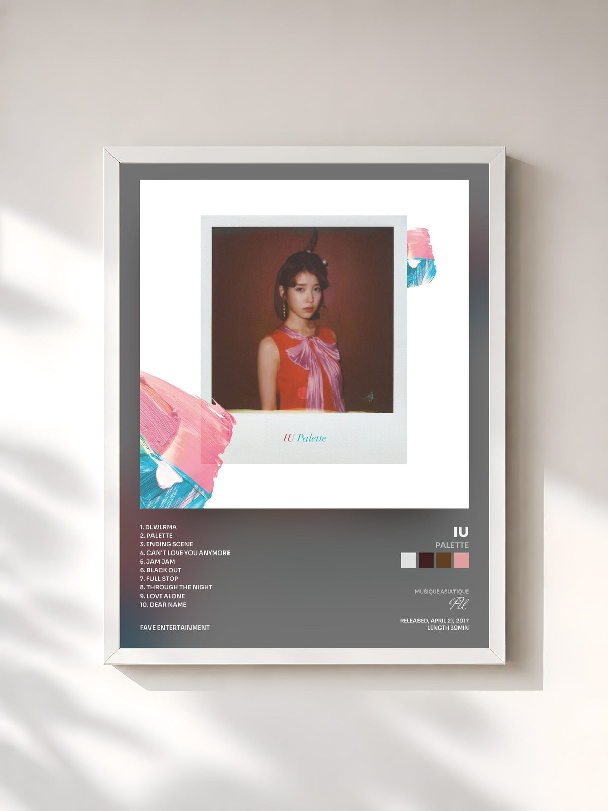 #blanc Tableau de l'album Palette de IU, cadre blanc, imprimé et encadré en France