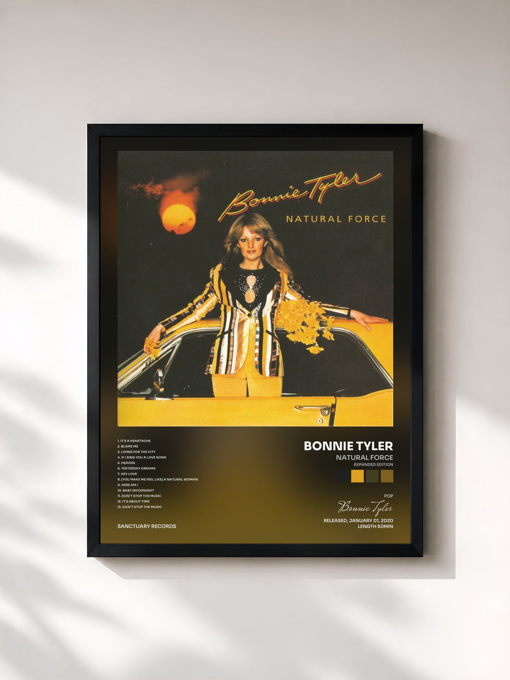 #noir Natural Force (Expanded Edition) by Bonnie Tyler as a framed art print, black frame, printed and framed in France