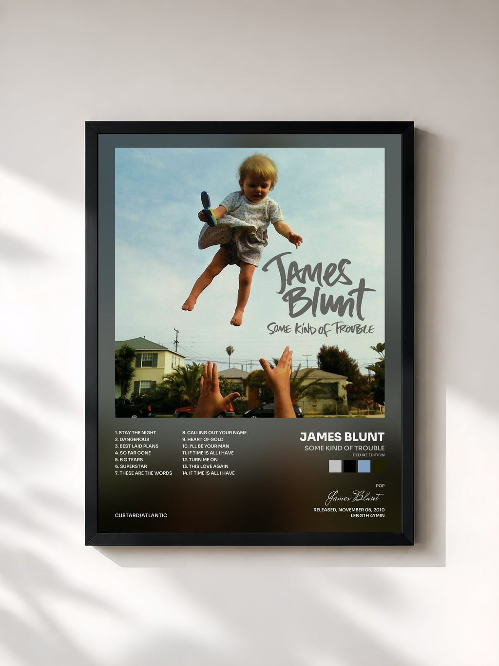 #noir Some Kind of Trouble (Deluxe Edition) von James Blunt als gerahmter Kunstdruck, schwarzer Rahmen, gedruckt und gerahmt in Frankreich