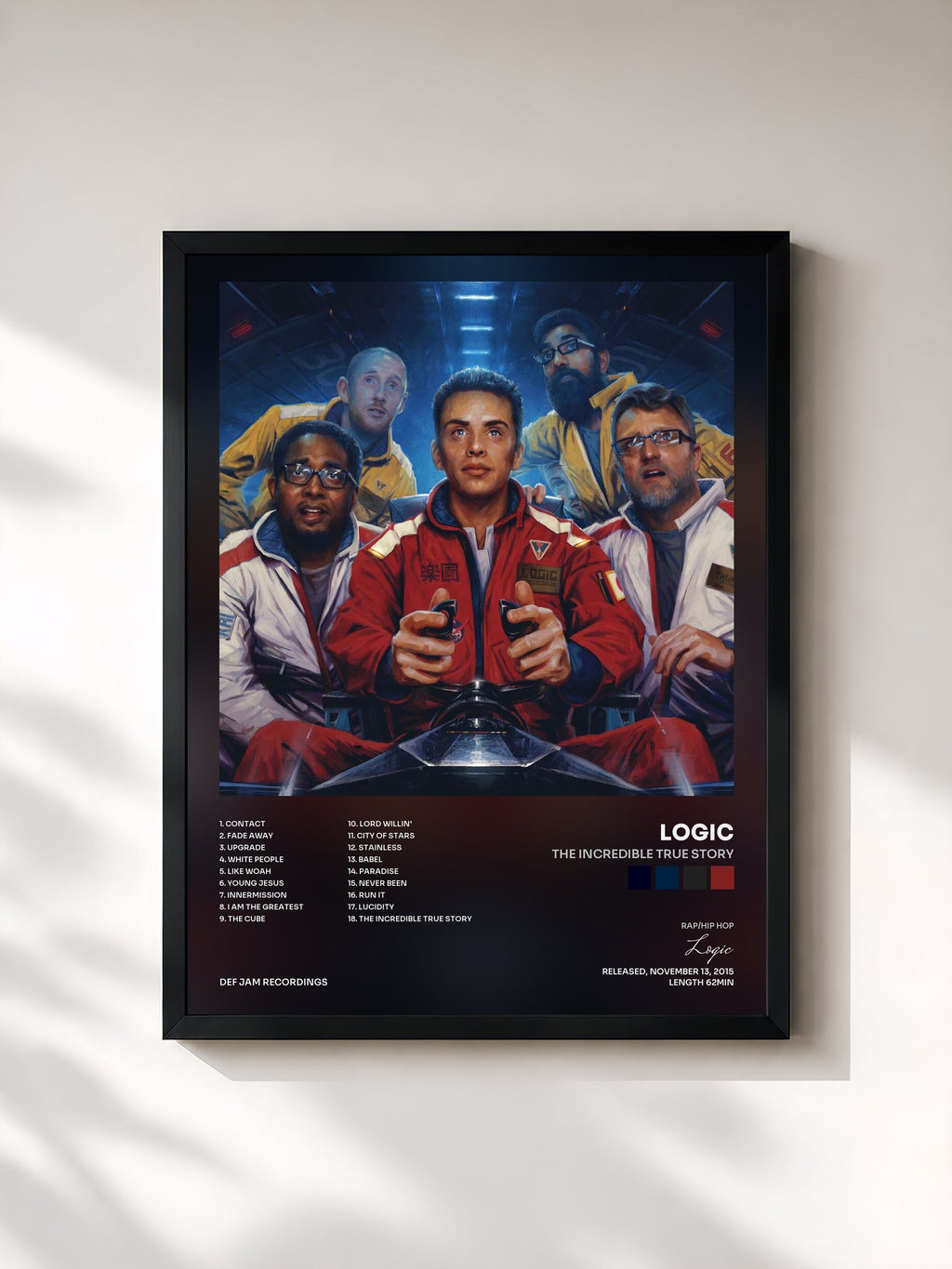 #noir The Incredible True Story by Logic as a framed art print, black frame, printed and framed in France