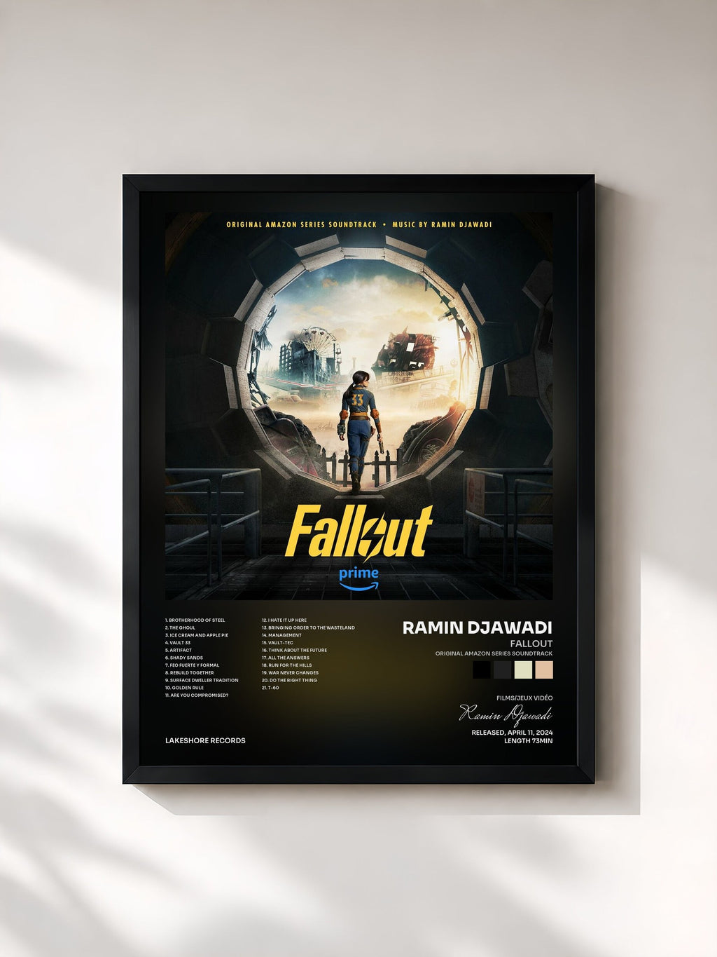 #noir Tableau de l'album Fallout (Original Amazon Series Soundtrack) de Ramin Djawadi, cadre noir, imprimé et encadré en France