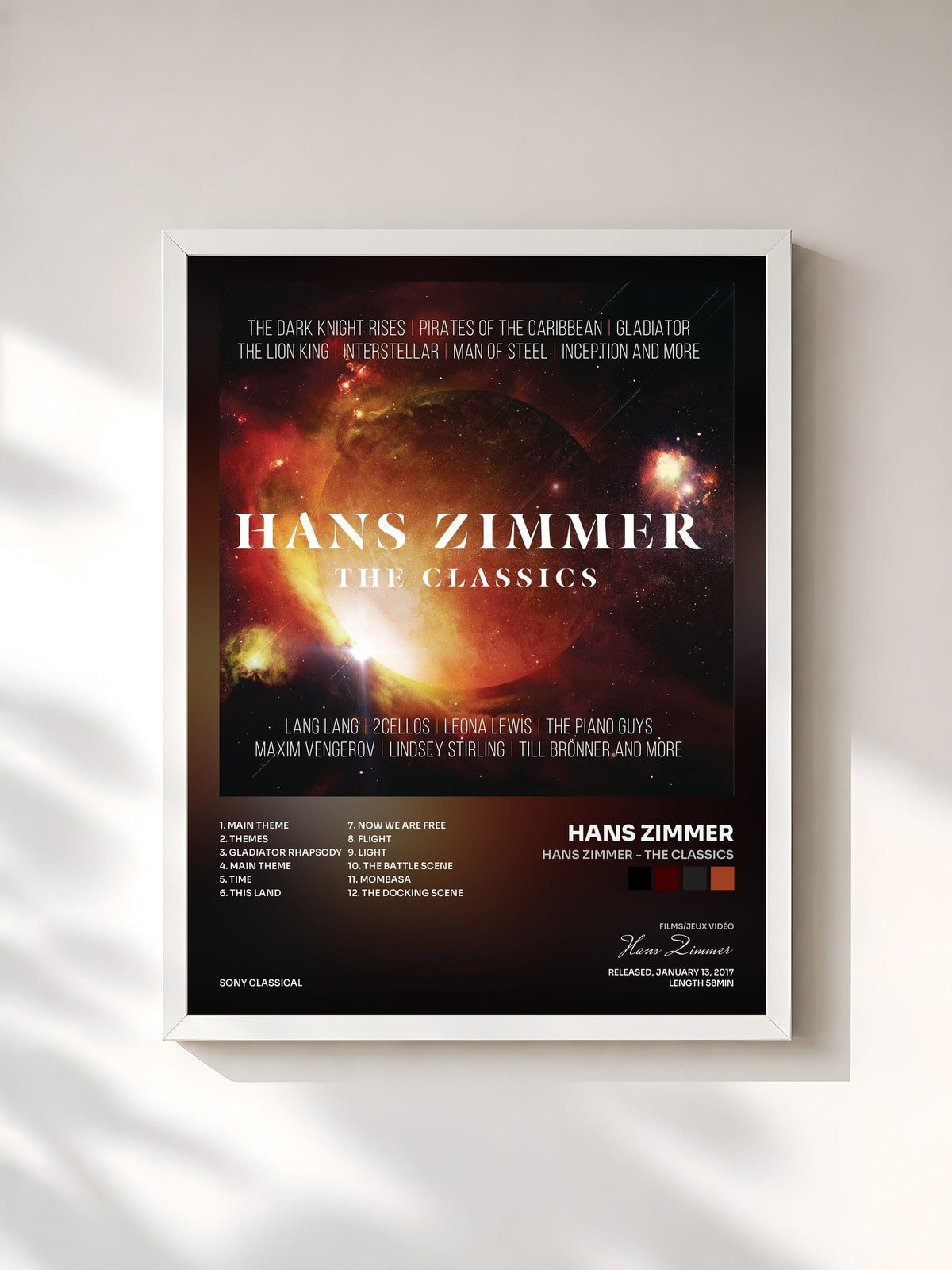 #blanc Tableau de l'album Hans Zimmer - The Classics de Hans Zimmer, cadre blanc, imprimé et encadré en France