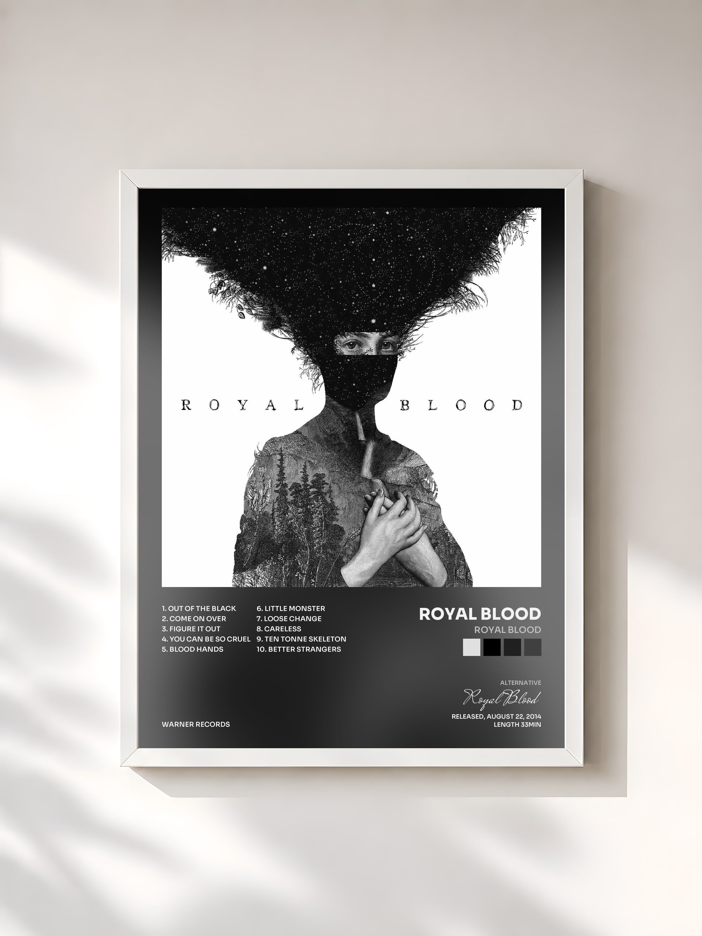 #blanc Tableau de l'album Royal Blood de Royal Blood, cadre blanc, imprimé et encadré en France