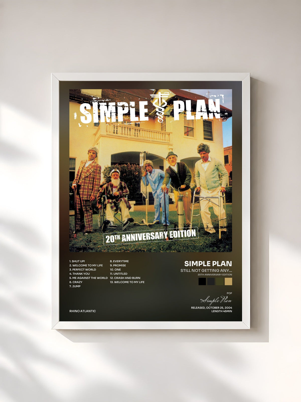 #blanc Tableau de l'album Still Not Getting Any... (20th Anniversary Edition) de Simple Plan, cadre blanc, imprimé et encadré en France
