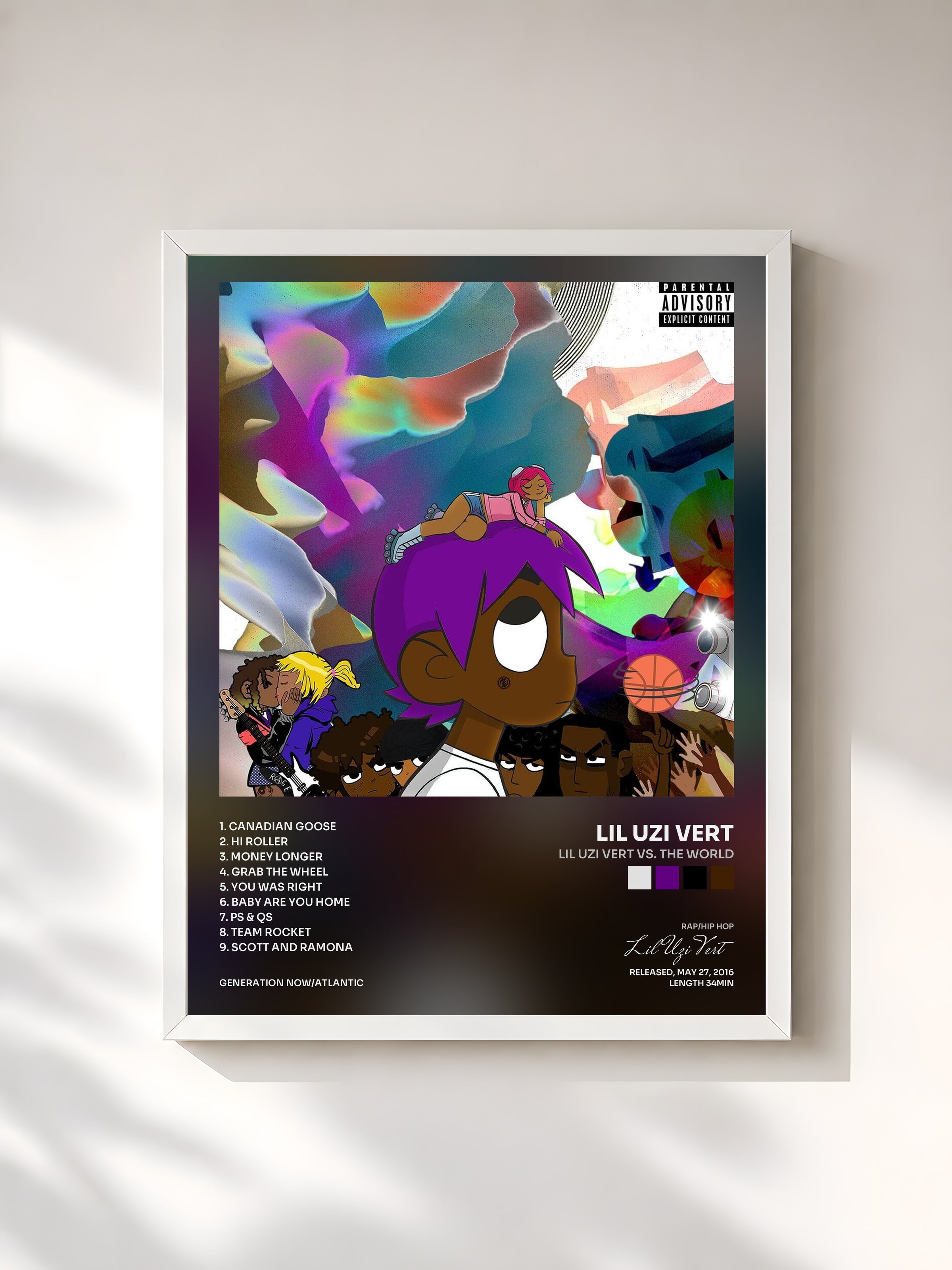 #blanc Lil Uzi Vert vs. The World de Lil Uzi Vert en lámina enmarcada, marco blanco, impresa y enmarcada en Francia