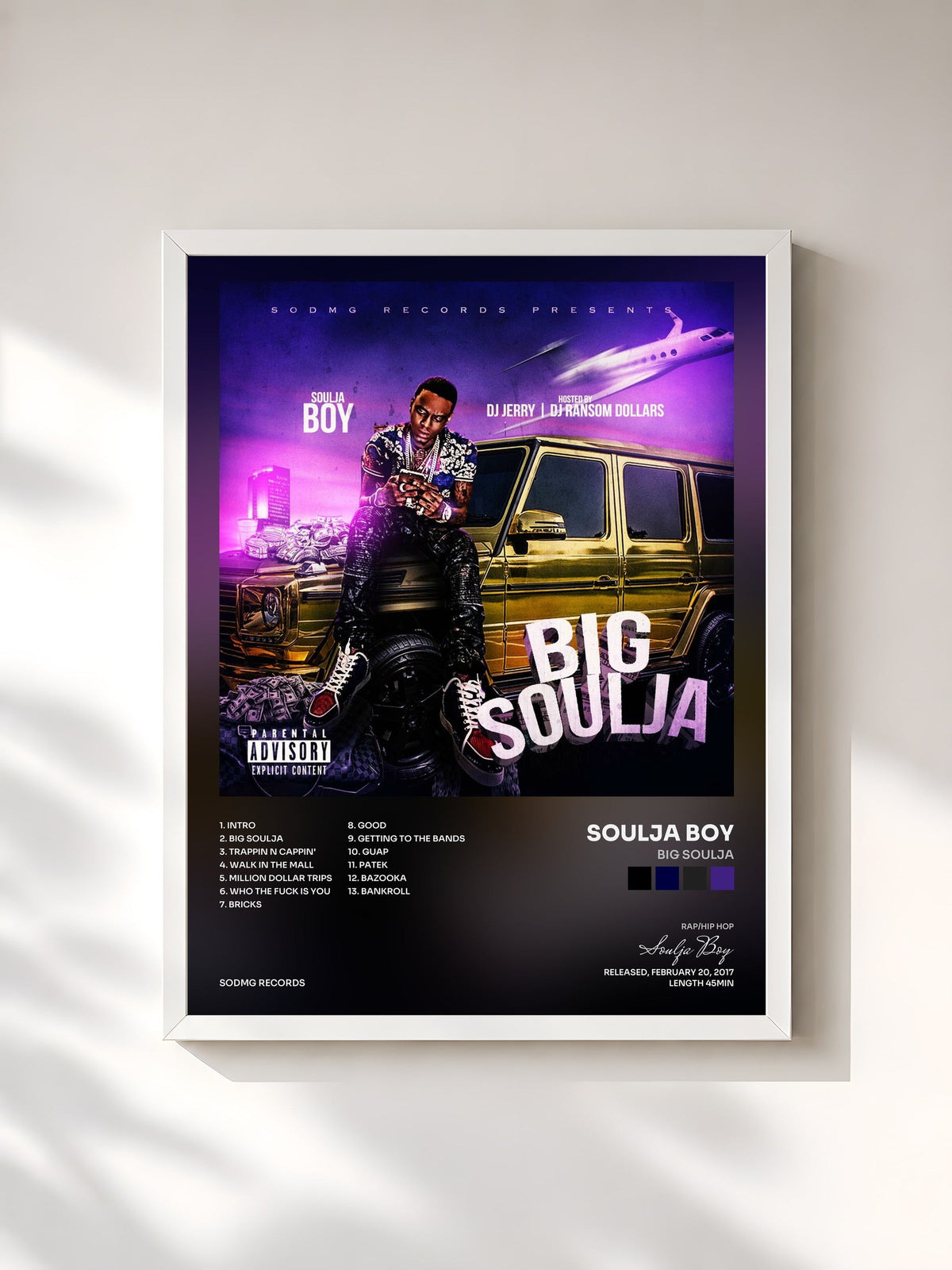 #blanc Big Soulja by Soulja Boy as a framed art print, white frame, printed and framed in France