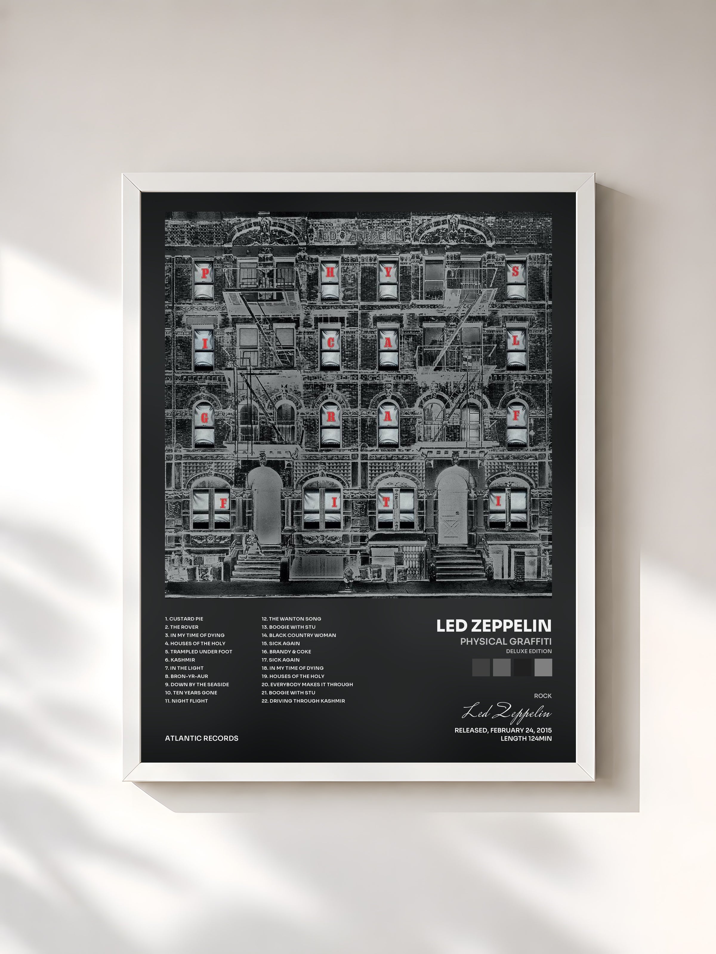 #blanc Physical Graffiti (Deluxe Edition) by Led Zeppelin as a framed art print, white frame, printed and framed in France