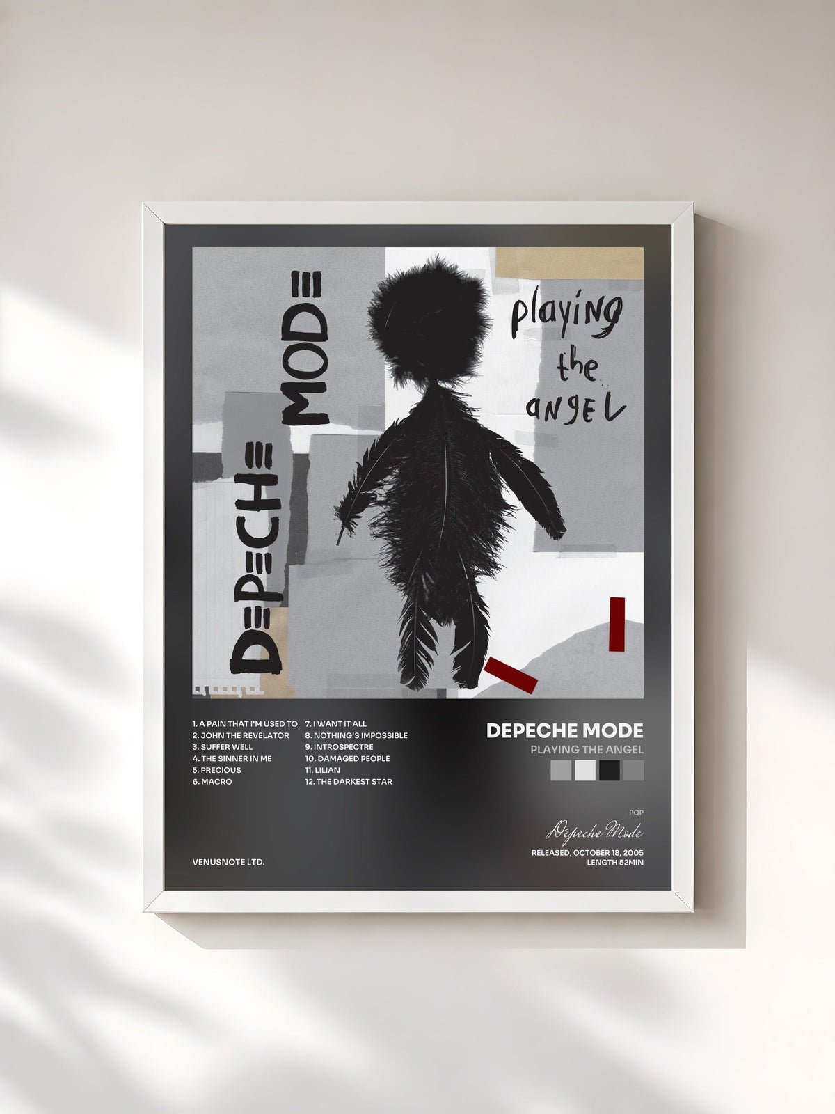 #blanc Playing The Angel von Depeche Mode als gerahmter Kunstdruck, weißer Rahmen, gedruckt und gerahmt in Frankreich
