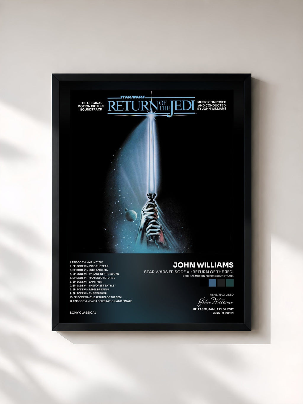 #noir Star Wars Episode VI: Return of the Jedi (Original Motion Picture Soundtrack) by John Williams as a framed art print, black frame, printed and framed in France