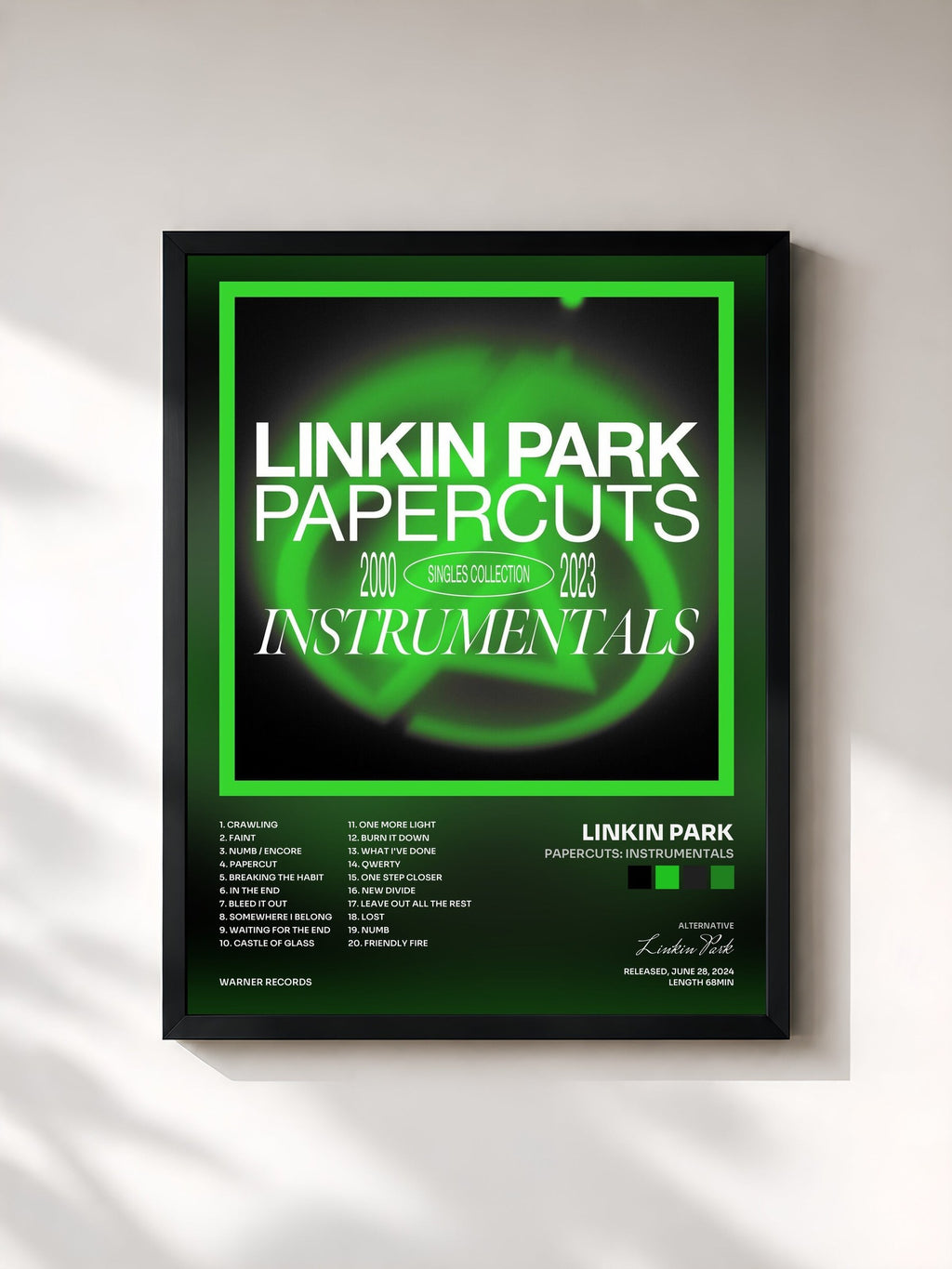 #noir Papercuts: Instrumentals von Linkin Park als gerahmter Kunstdruck, schwarzer Rahmen, gedruckt und gerahmt in Frankreich