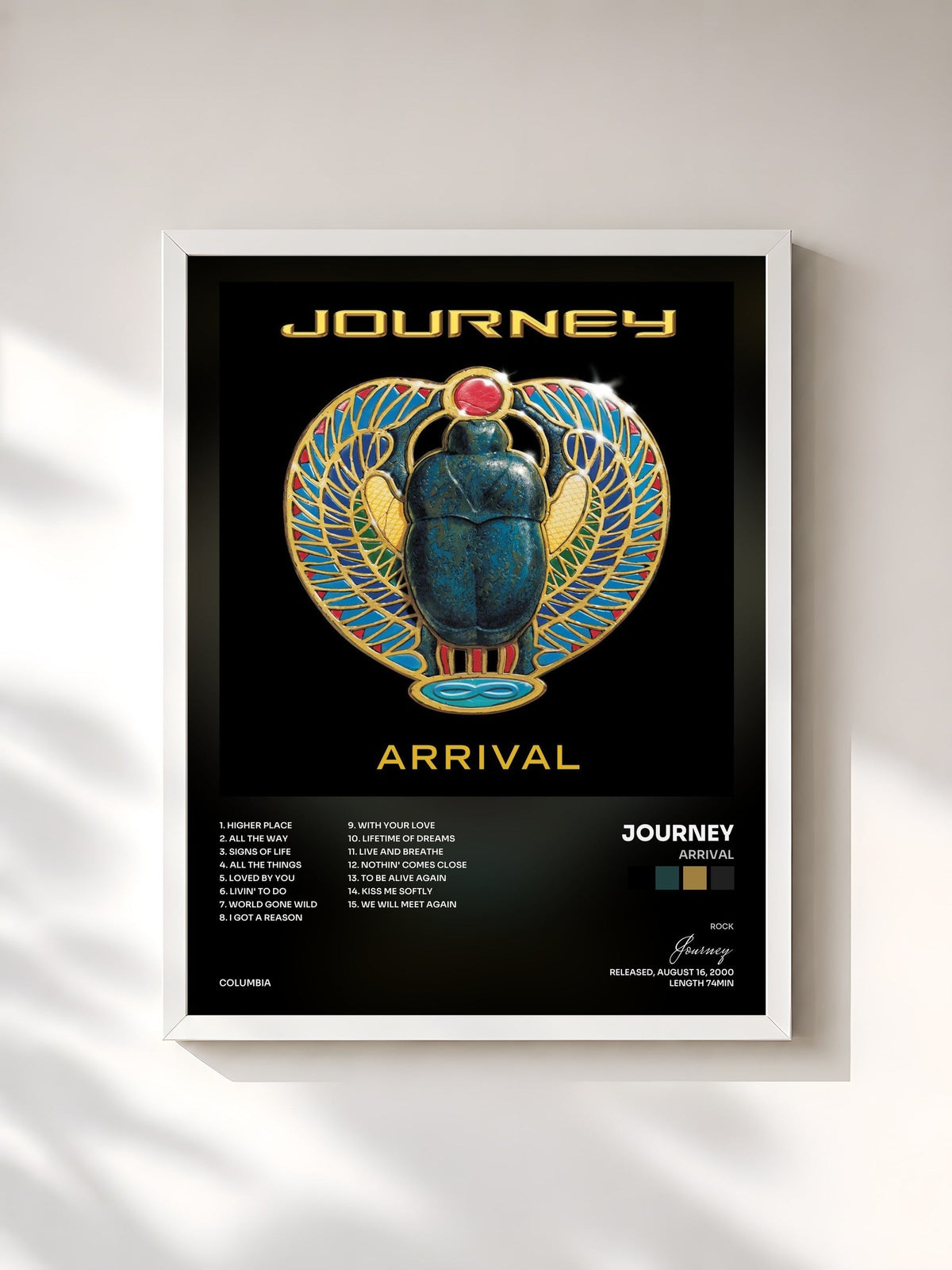 #blanc Tableau de l'album Arrival de Journey, cadre blanc, imprimé et encadré en France
