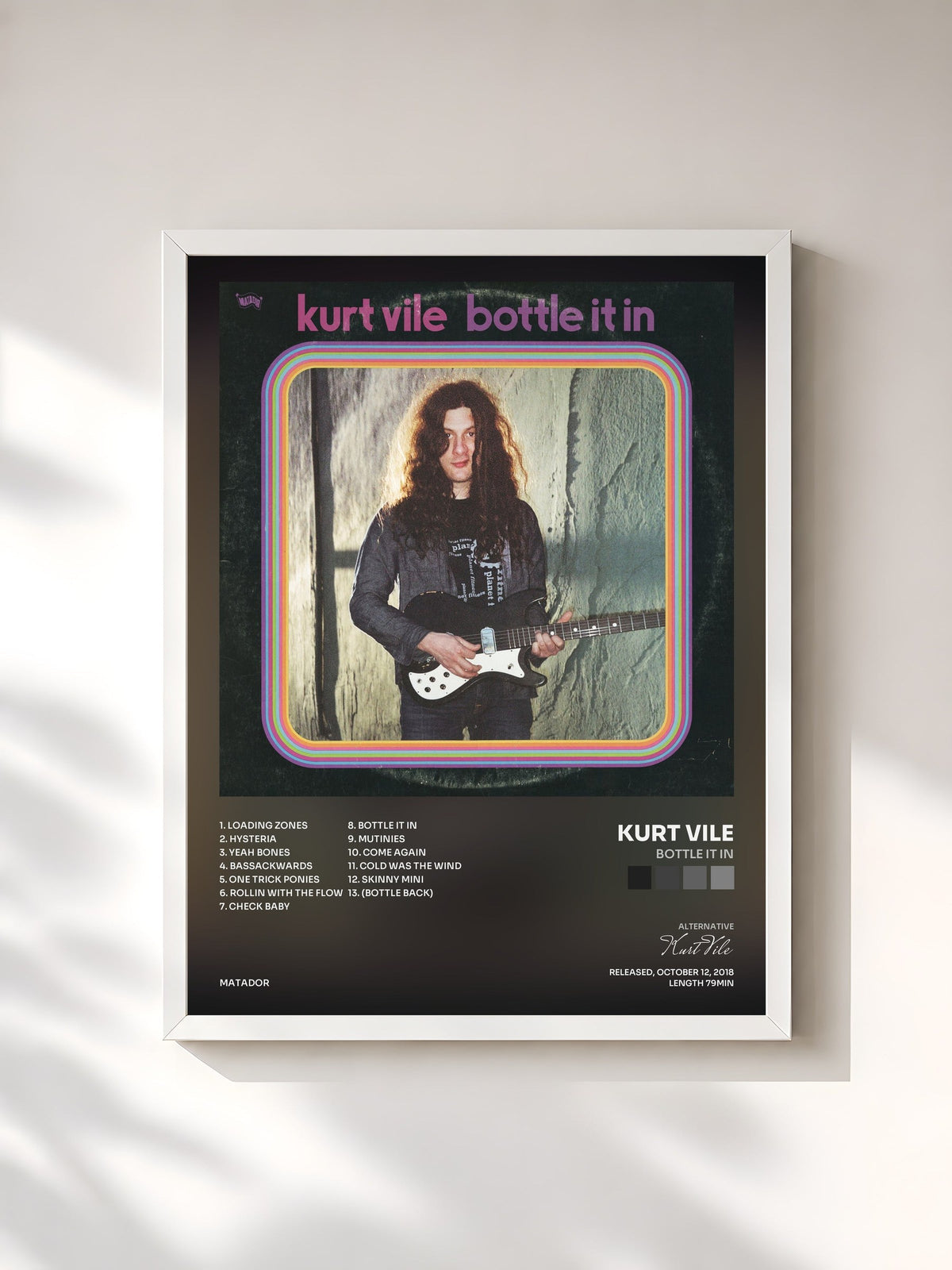 #blanc Bottle It In de Kurt Vile en lámina enmarcada, marco blanco, impresa y enmarcada en Francia