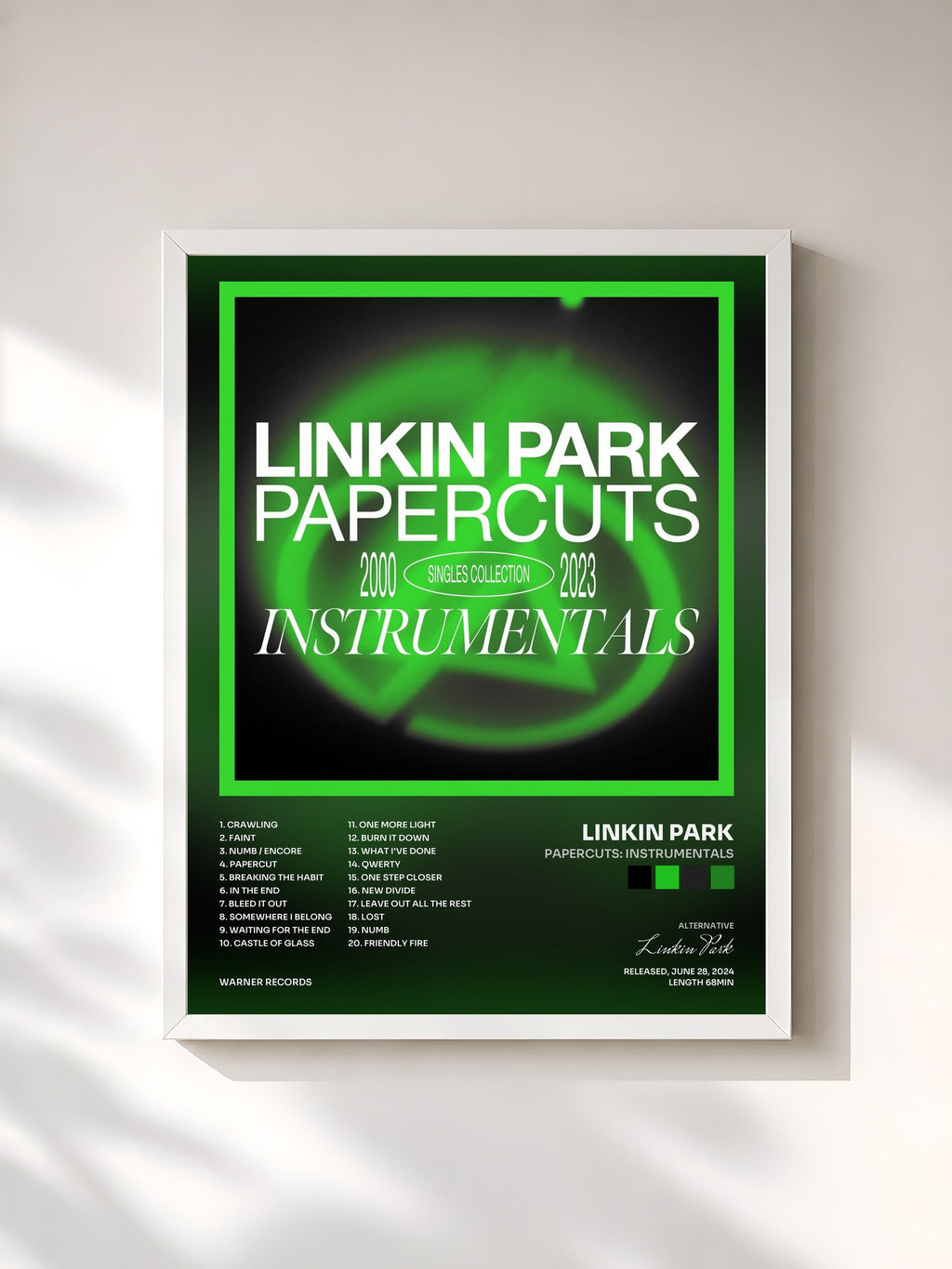 #blanc Papercuts: Instrumentals von Linkin Park als gerahmter Kunstdruck, weißer Rahmen, gedruckt und gerahmt in Frankreich