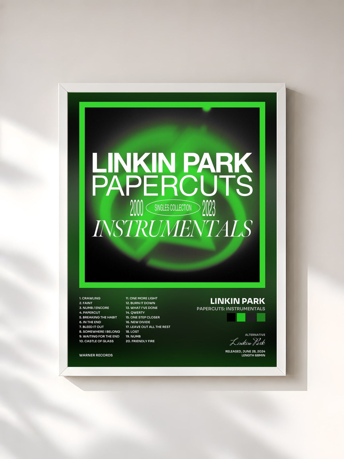 #blanc Papercuts: Instrumentals di Linkin Park in stampa incorniciata, cornice bianca, stampata e incorniciata in Francia