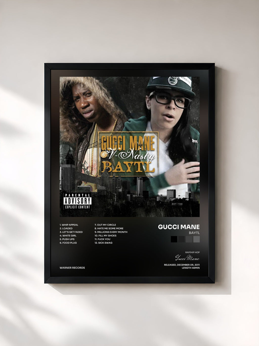 #noir BAYTL di Gucci Mane in stampa incorniciata, cornice nera, stampata e incorniciata in Francia