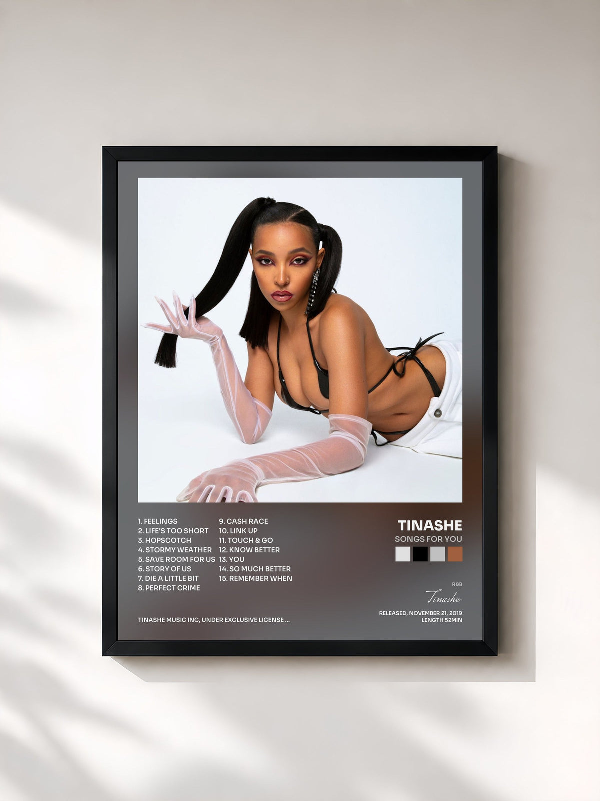 #noir Songs For You de Tinashe en lámina enmarcada, marco negro, impresa y enmarcada en Francia