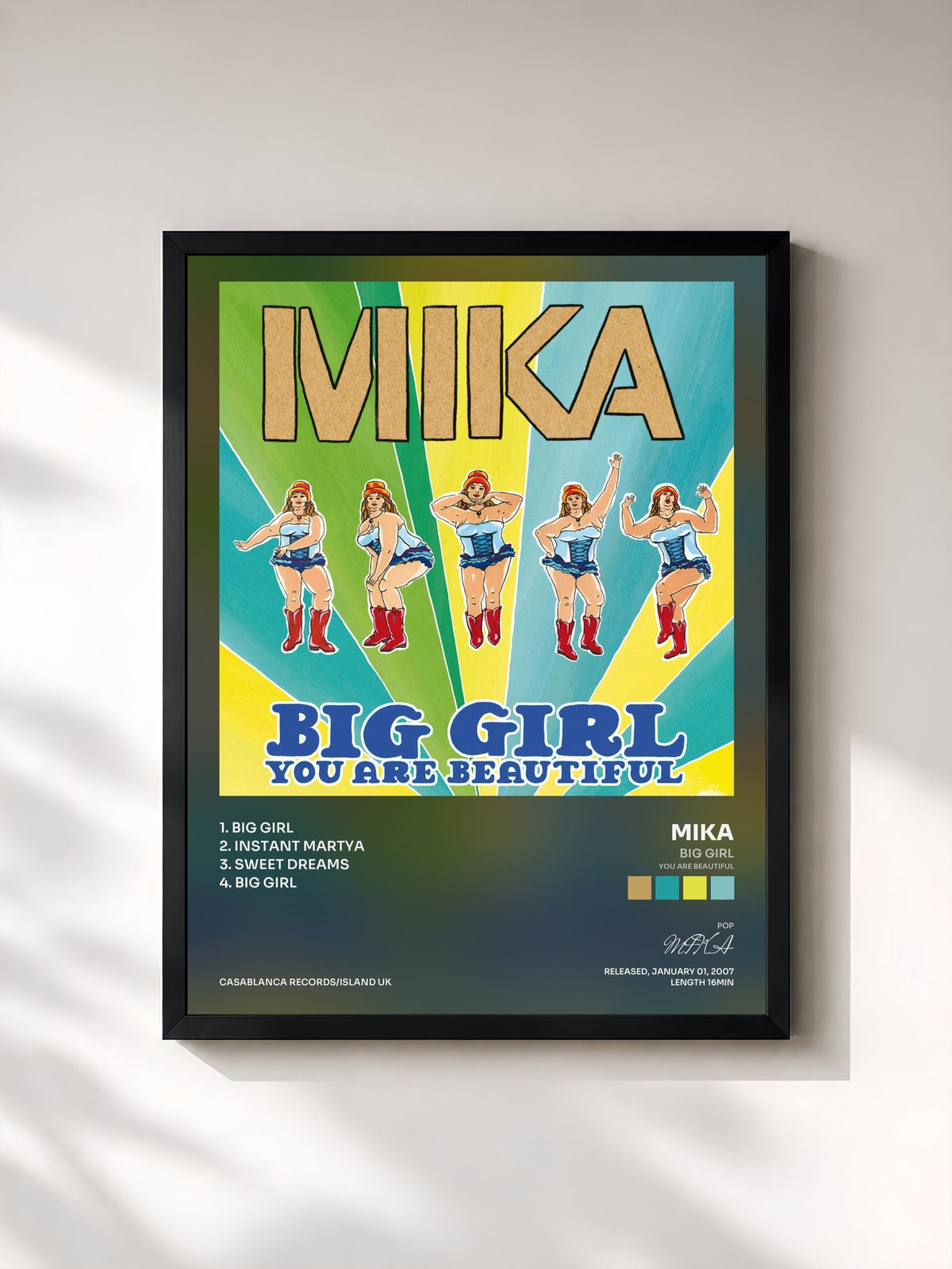 #noir Big Girl (You Are Beautiful) von MIKA als gerahmter Kunstdruck, schwarzer Rahmen, gedruckt und gerahmt in Frankreich