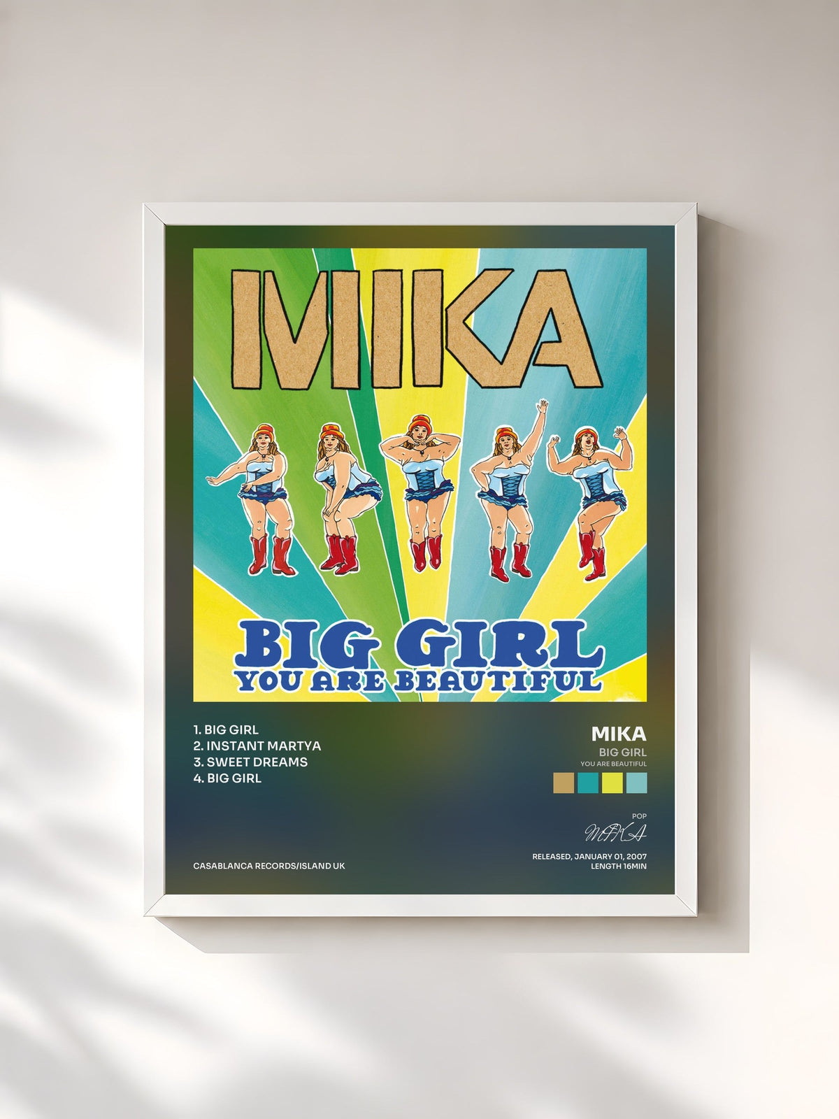 #blanc Big Girl (You Are Beautiful) von MIKA als gerahmter Kunstdruck, weißer Rahmen, gedruckt und gerahmt in Frankreich