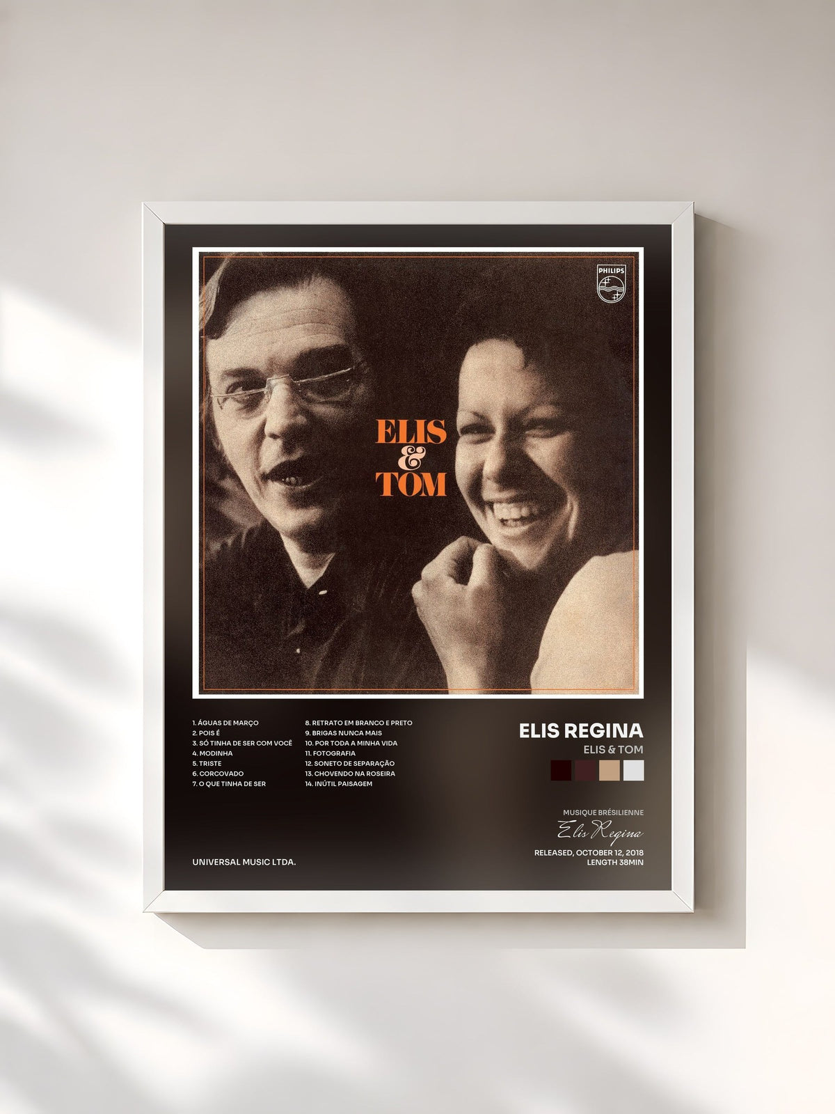 #blanc Tableau de l'album Elis & Tom de Elis Regina, cadre blanc, imprimé et encadré en France