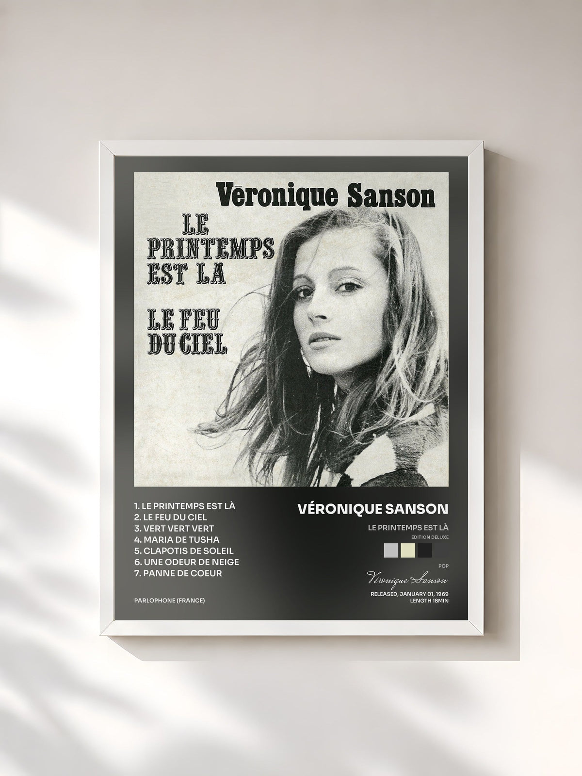 #blanc Le printemps est là (Edition Deluxe) di Véronique Sanson in stampa incorniciata, cornice bianca, stampata e incorniciata in Francia