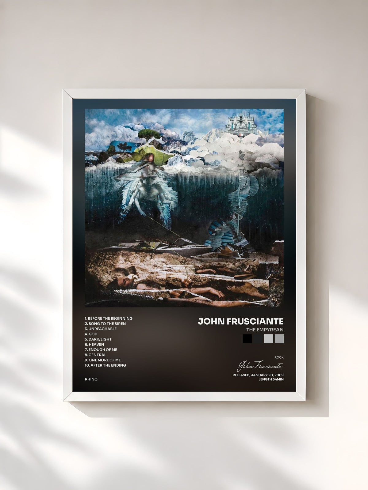 #blanc The Empyrean by John Frusciante as a framed art print, white frame, printed and framed in France