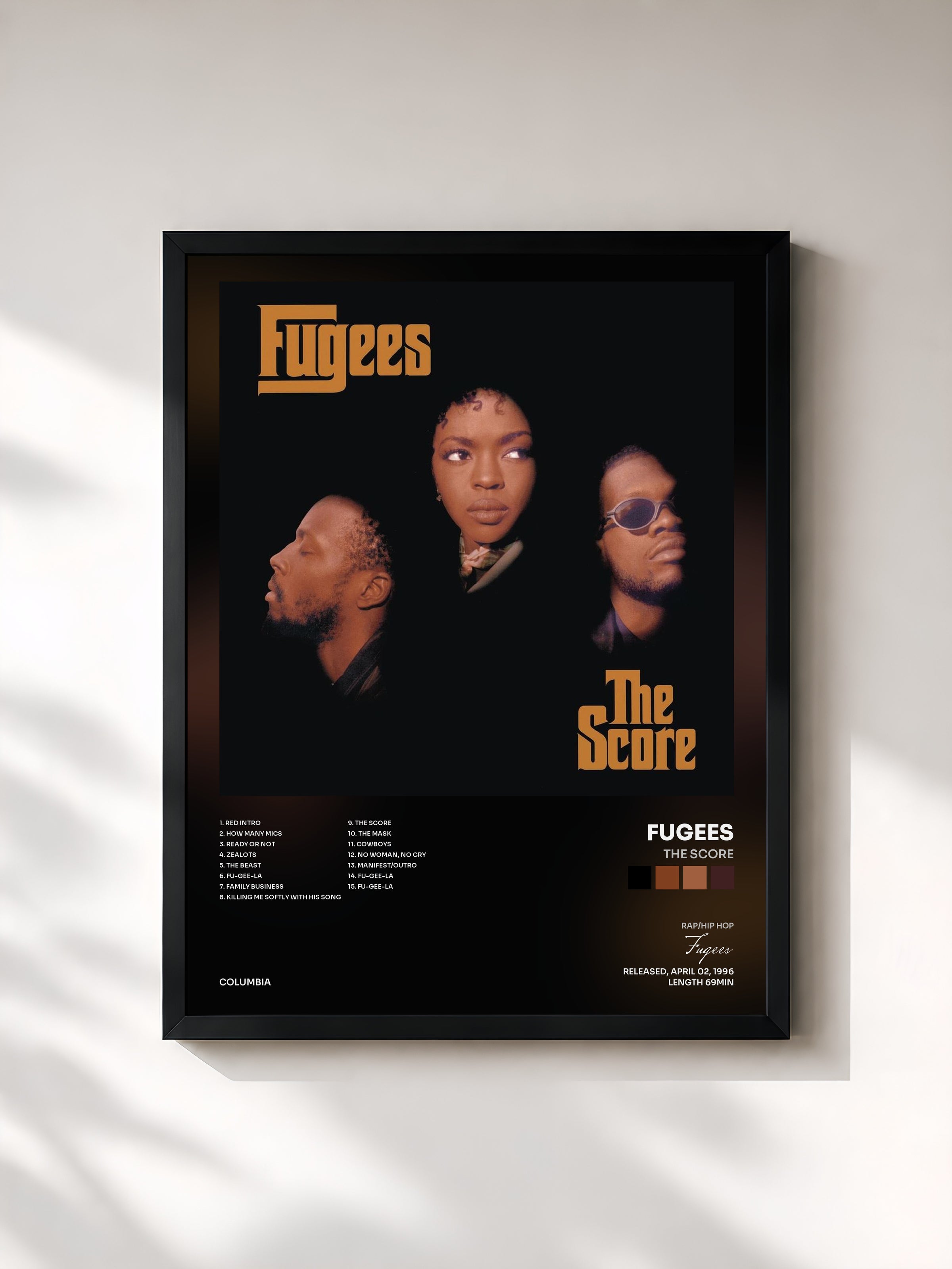 #noir The Score by Fugees as a framed art print, black frame, printed and framed in France