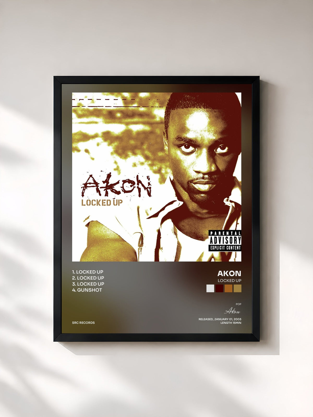 #noir Locked Up by Akon as a framed art print, black frame, printed and framed in France