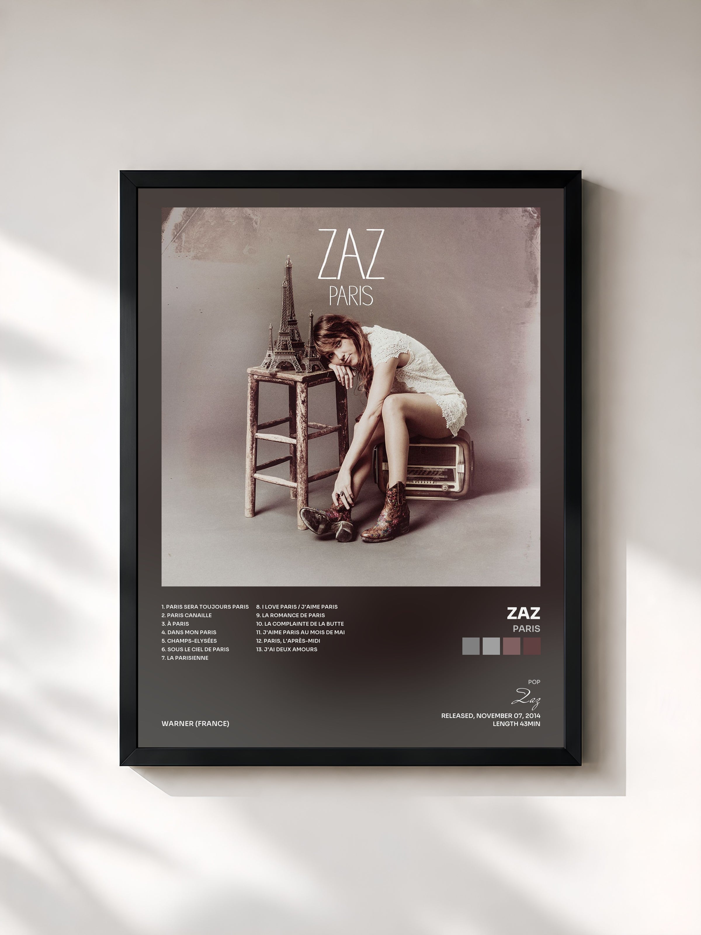 #noir Paris by Zaz as a framed art print, black frame, printed and framed in France
