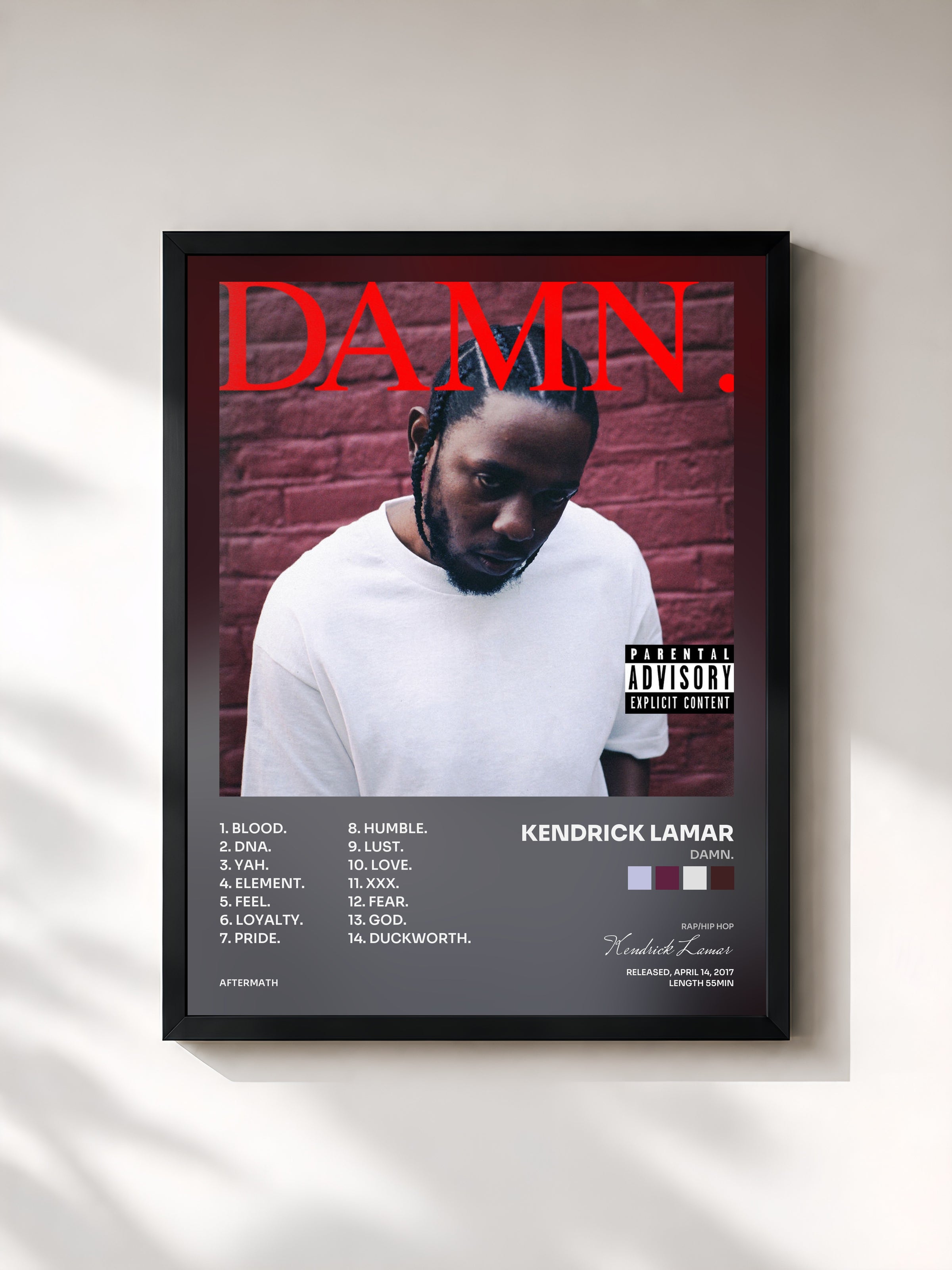 #noir DAMN. di Kendrick Lamar in stampa incorniciata, cornice nera, stampata e incorniciata in Francia