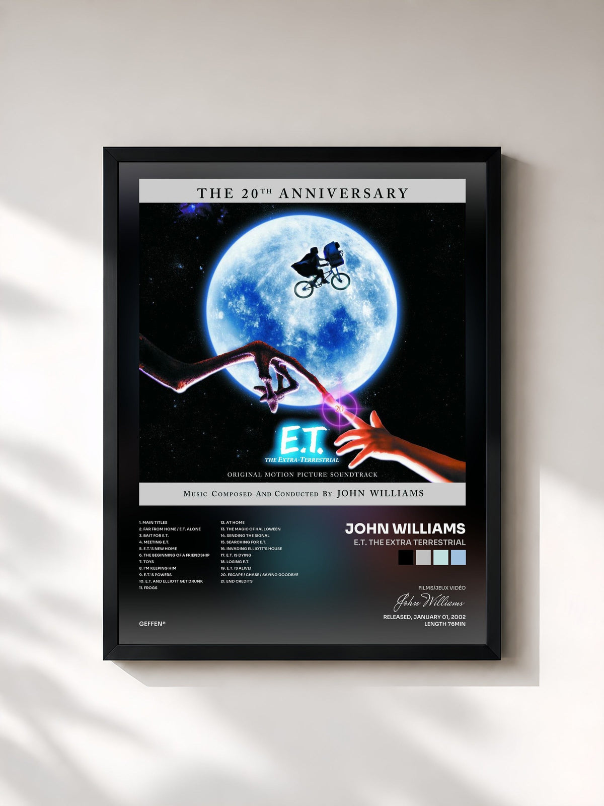 #noir Tableau de l'album E.T. The Extra Terrestrial de John Williams, cadre noir, imprimé et encadré en France