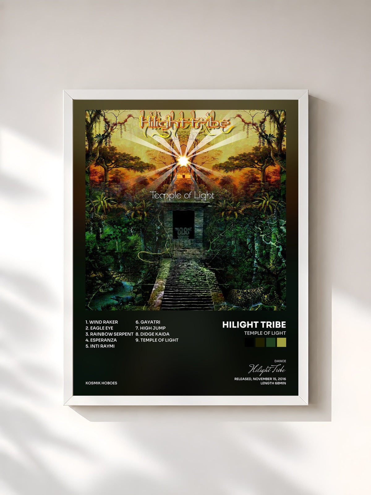 #blanc Tableau de l'album Temple of Light de Hilight Tribe, cadre blanc, imprimé et encadré en France