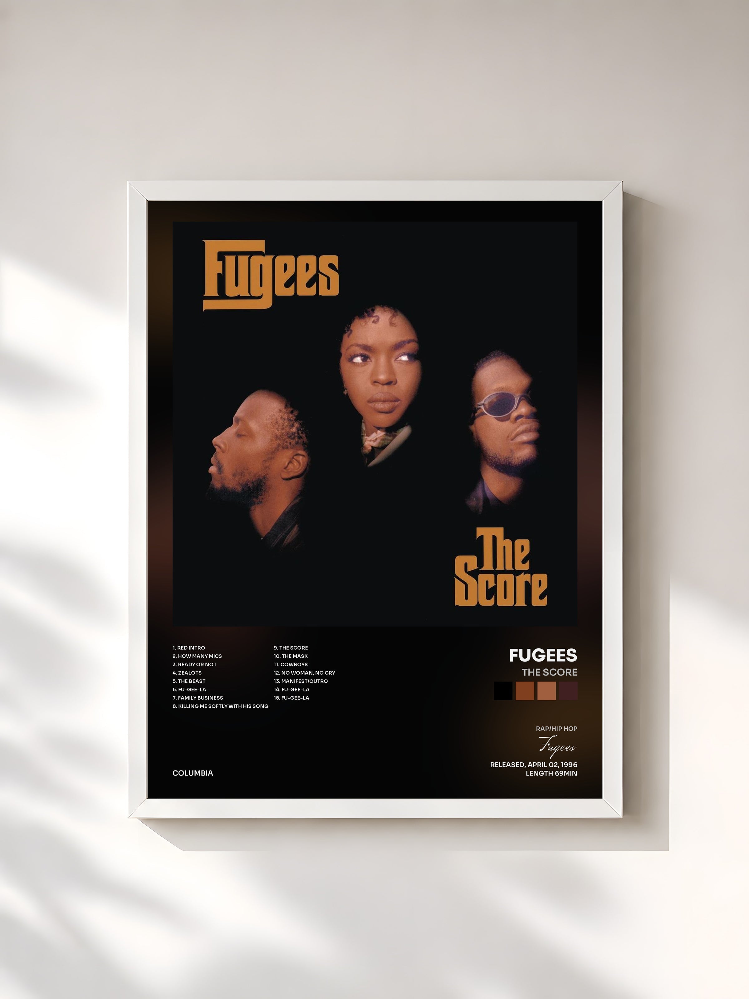 #blanc The Score by Fugees as a framed art print, white frame, printed and framed in France