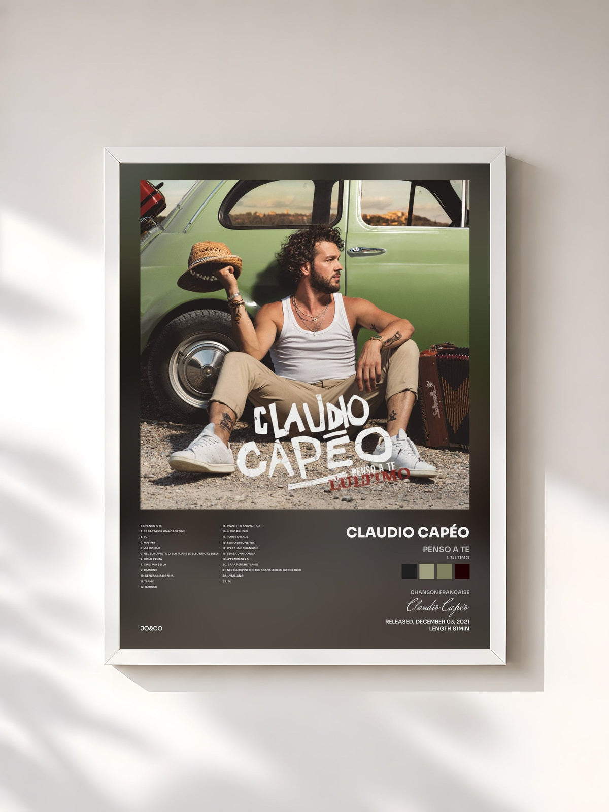#blanc Tableau de l'album Penso a te (L'ultimo) de Claudio Capéo, cadre blanc, imprimé et encadré en France