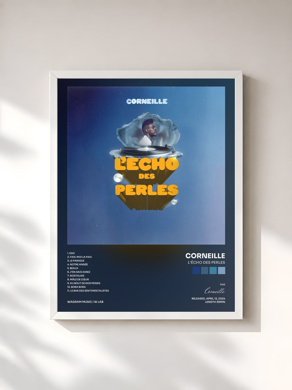 #blanc L'Écho des perles von Corneille als gerahmter Kunstdruck, weißer Rahmen, gedruckt und gerahmt in Frankreich