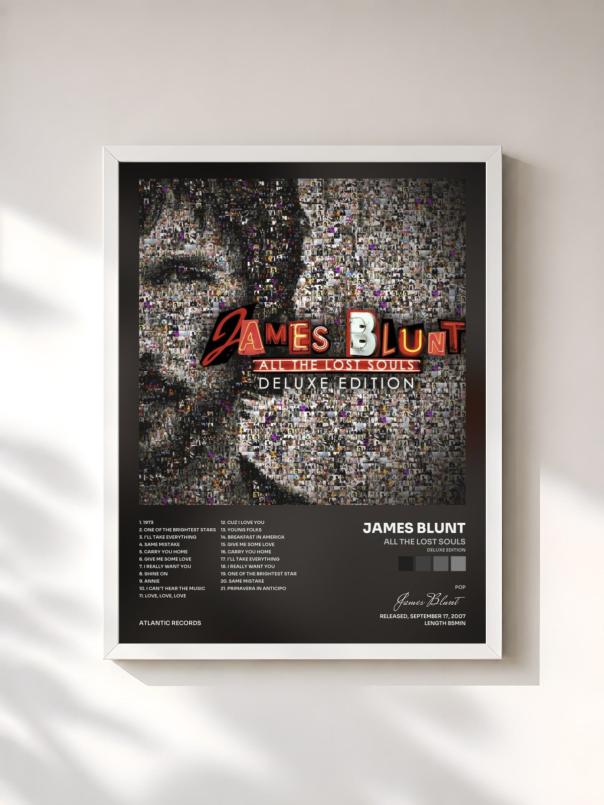 #blanc Tableau de l'album All the Lost Souls (Deluxe Edition) de James Blunt, cadre blanc, imprimé et encadré en France