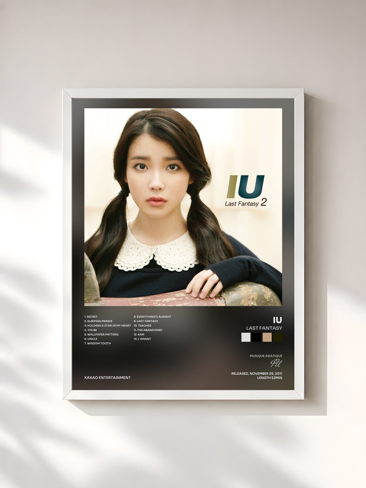 #blanc Tableau de l'album Last Fantasy de IU, cadre blanc, imprimé et encadré en France