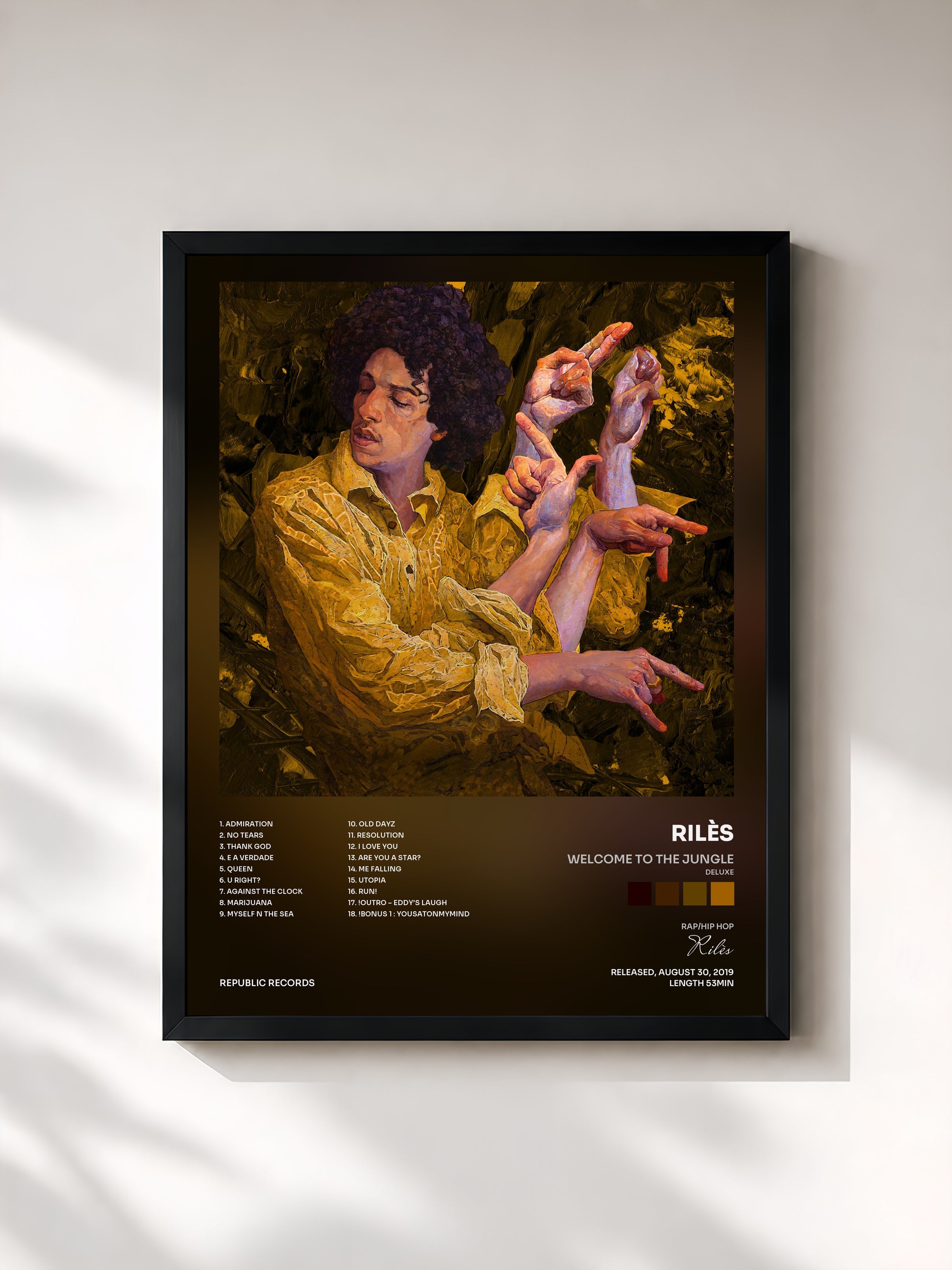 #noir WELCOME TO THE JUNGLE (Deluxe) by Rilès as a framed art print, black frame, printed and framed in France