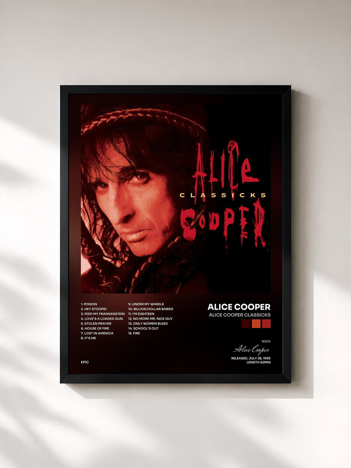 #noir Alice Cooper Classicks di Alice Cooper in stampa incorniciata, cornice nera, stampata e incorniciata in Francia