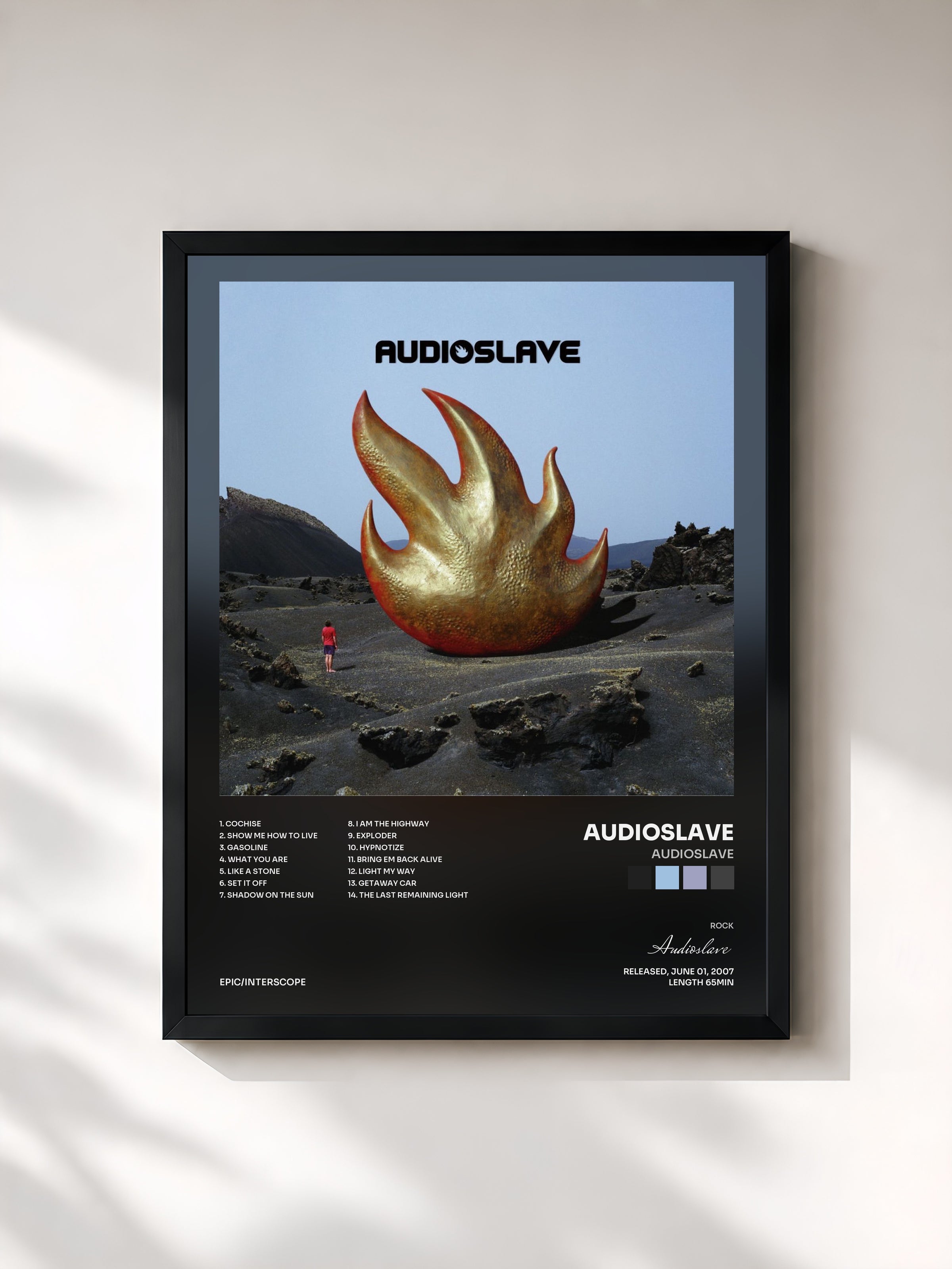 #noir Tableau de l'album Audioslave de Audioslave, cadre noir, imprimé et encadré en France