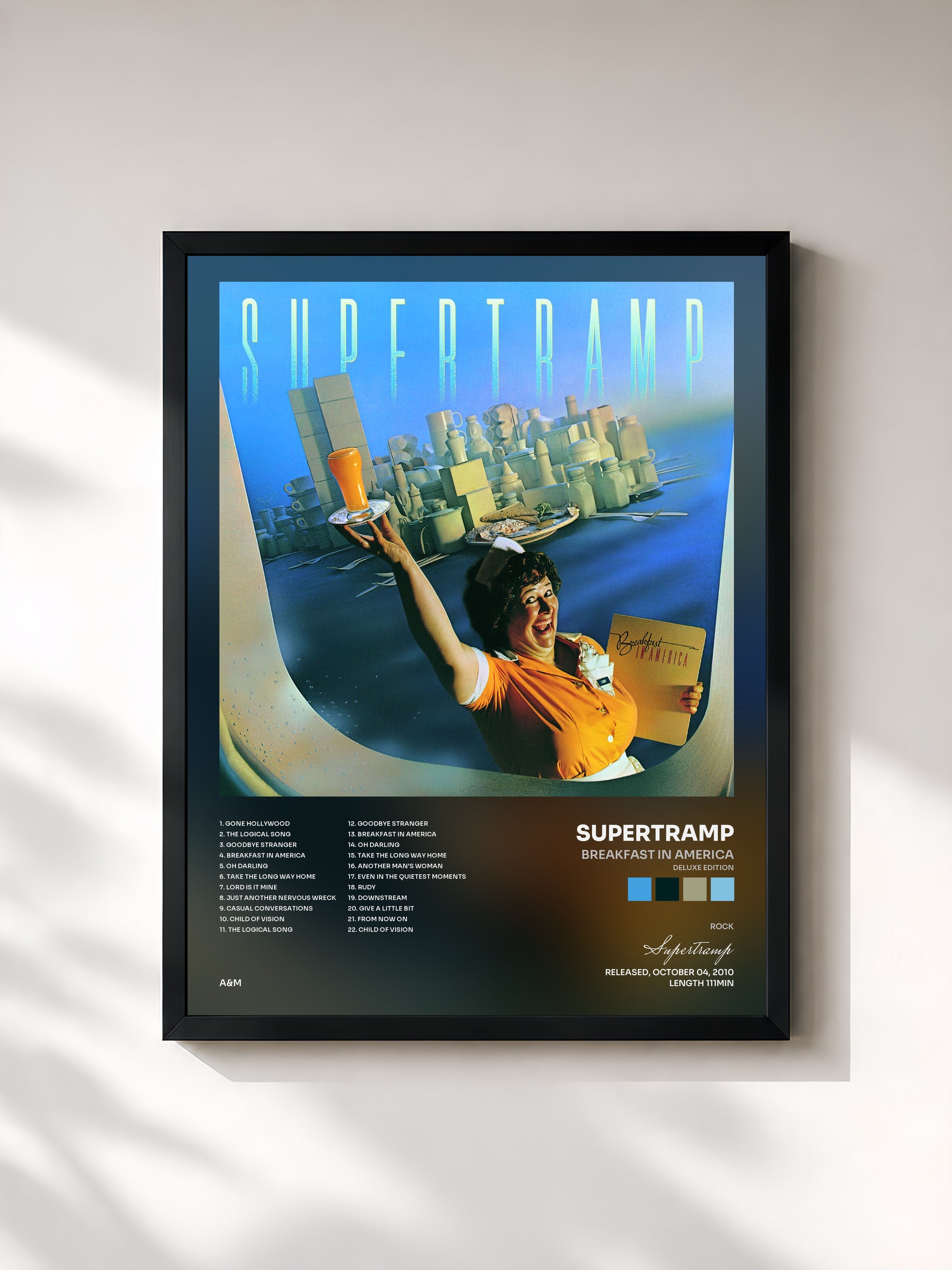#noir Tableau de l'album Breakfast In America (Deluxe Edition) de Supertramp, cadre noir, imprimé et encadré en France