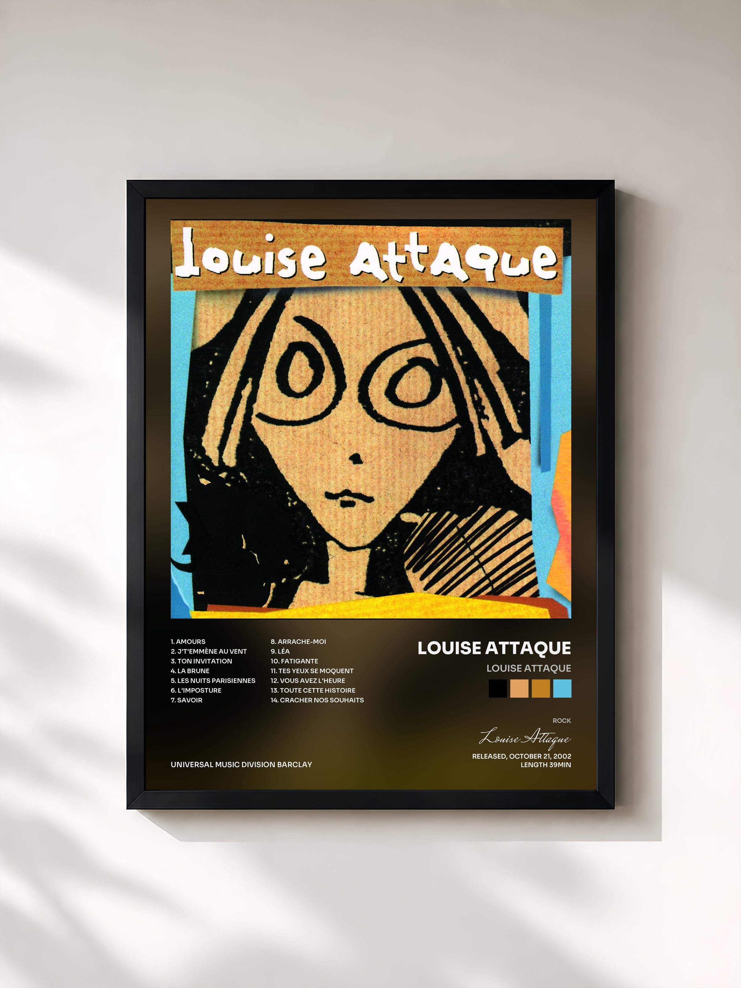 #noir Louise Attaque di Louise Attaque in stampa incorniciata, cornice nera, stampata e incorniciata in Francia