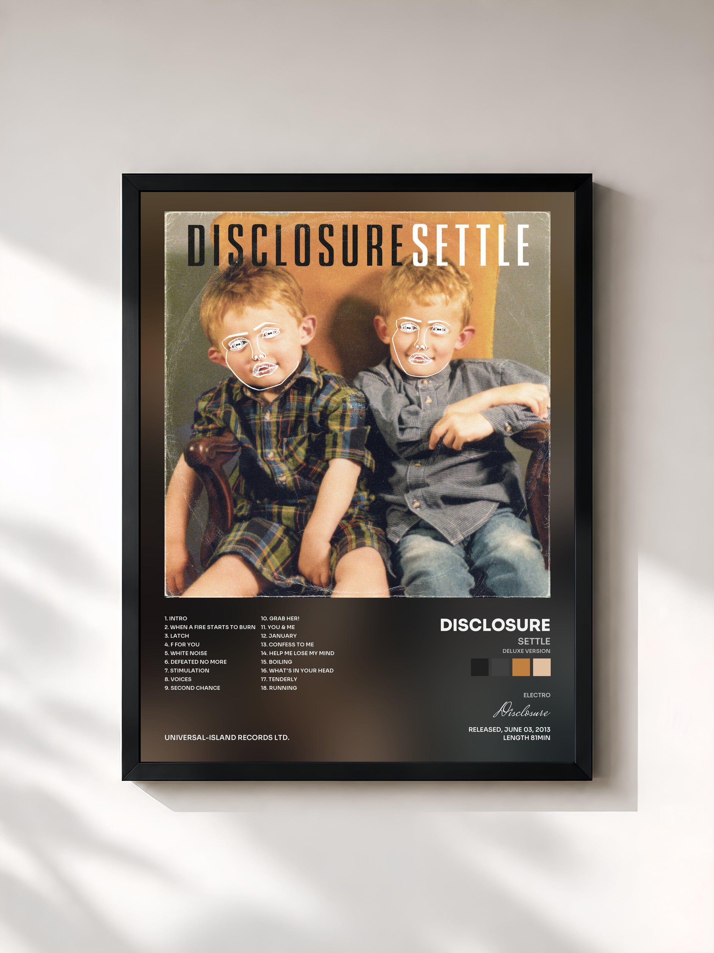 #noir Settle (Deluxe Version) by Disclosure as a framed art print, black frame, printed and framed in France