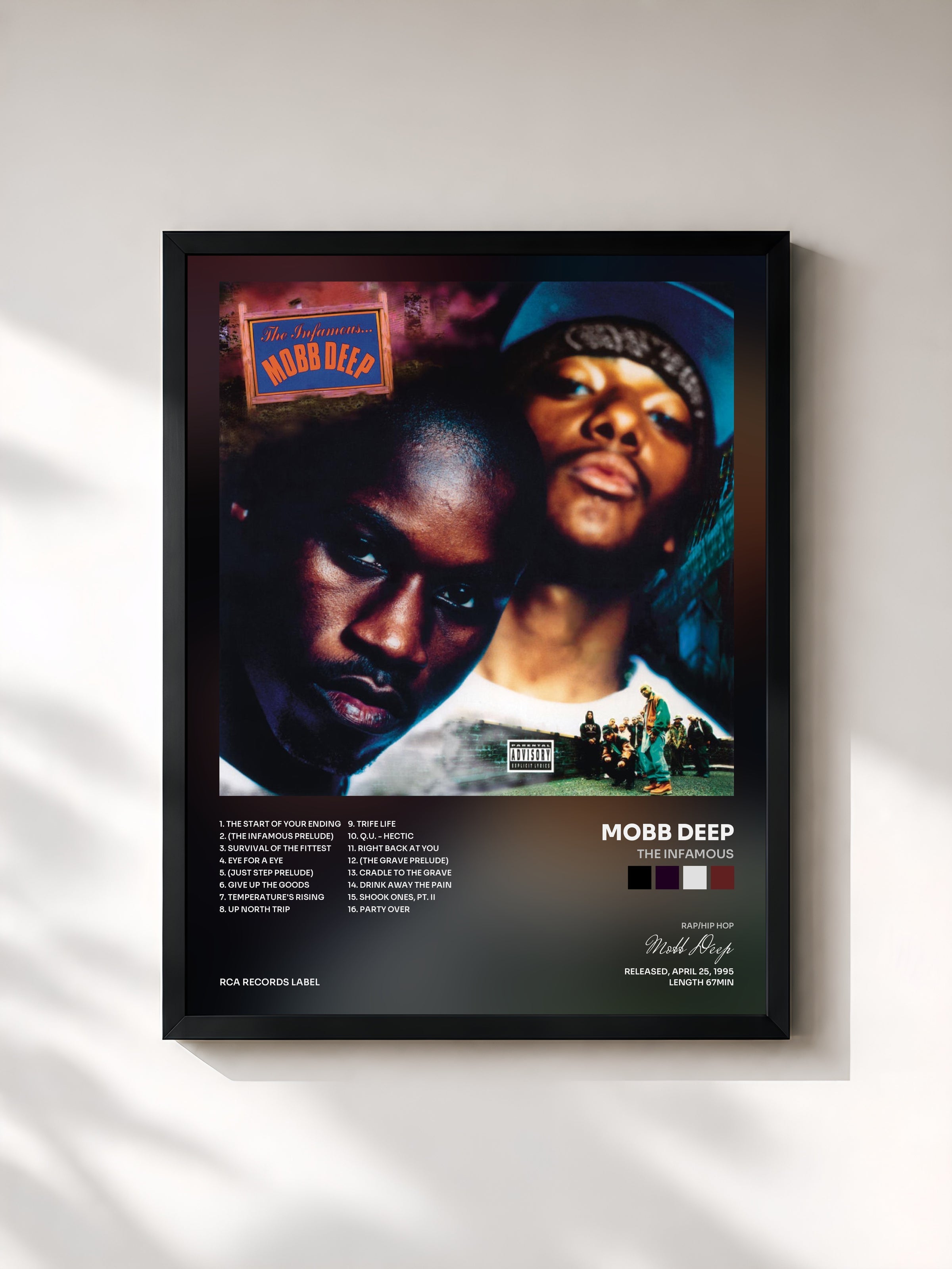 #noir The Infamous by Mobb Deep as a framed art print, black frame, printed and framed in France