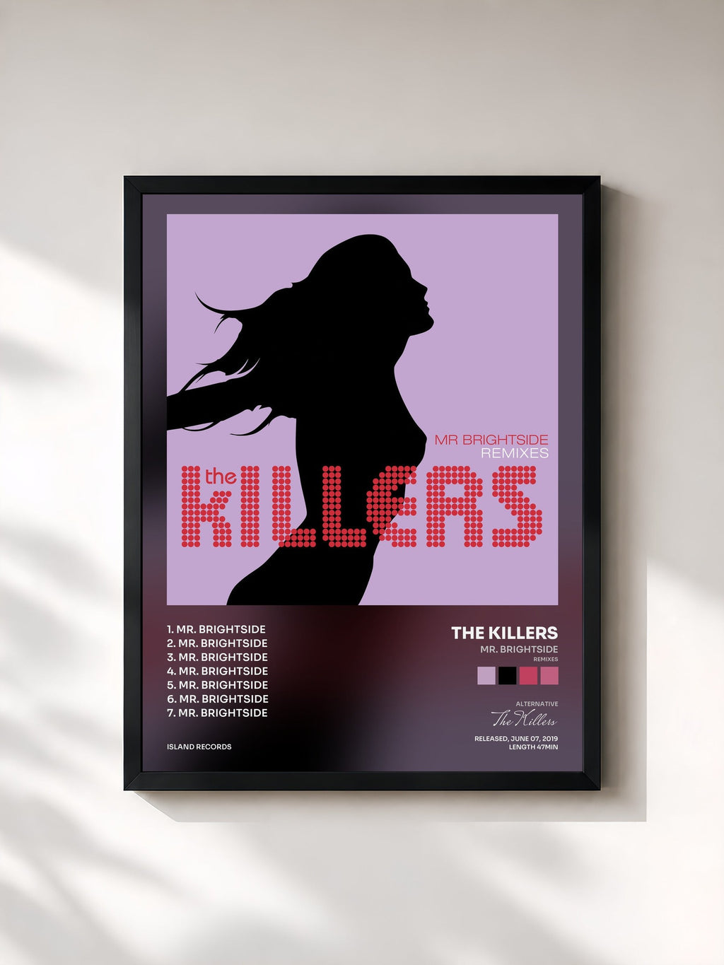 #noir Mr. Brightside (Remixes) de The Killers en lámina enmarcada, marco negro, impresa y enmarcada en Francia