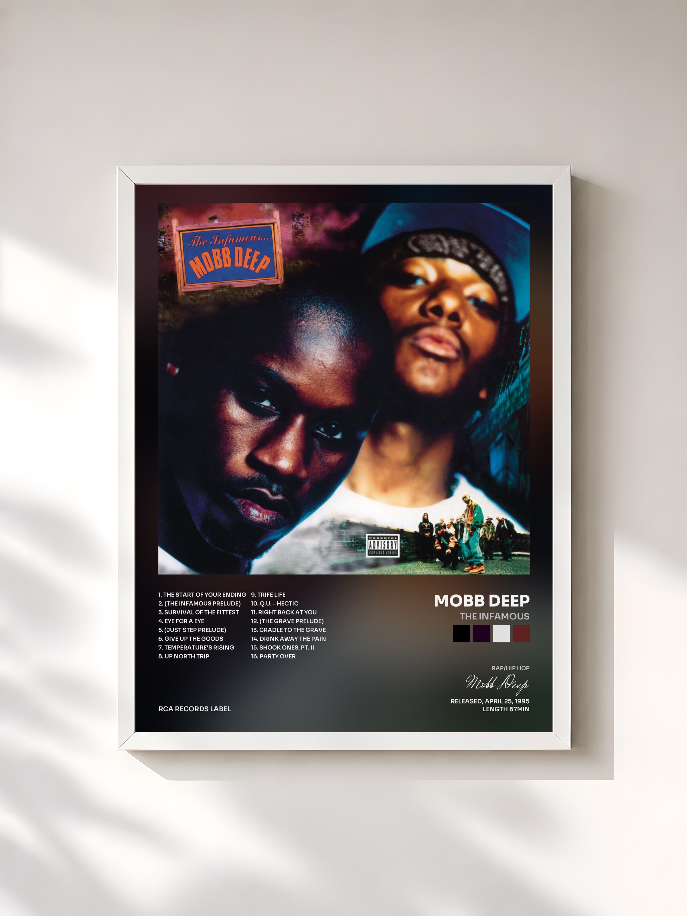 #blanc The Infamous by Mobb Deep as a framed art print, white frame, printed and framed in France