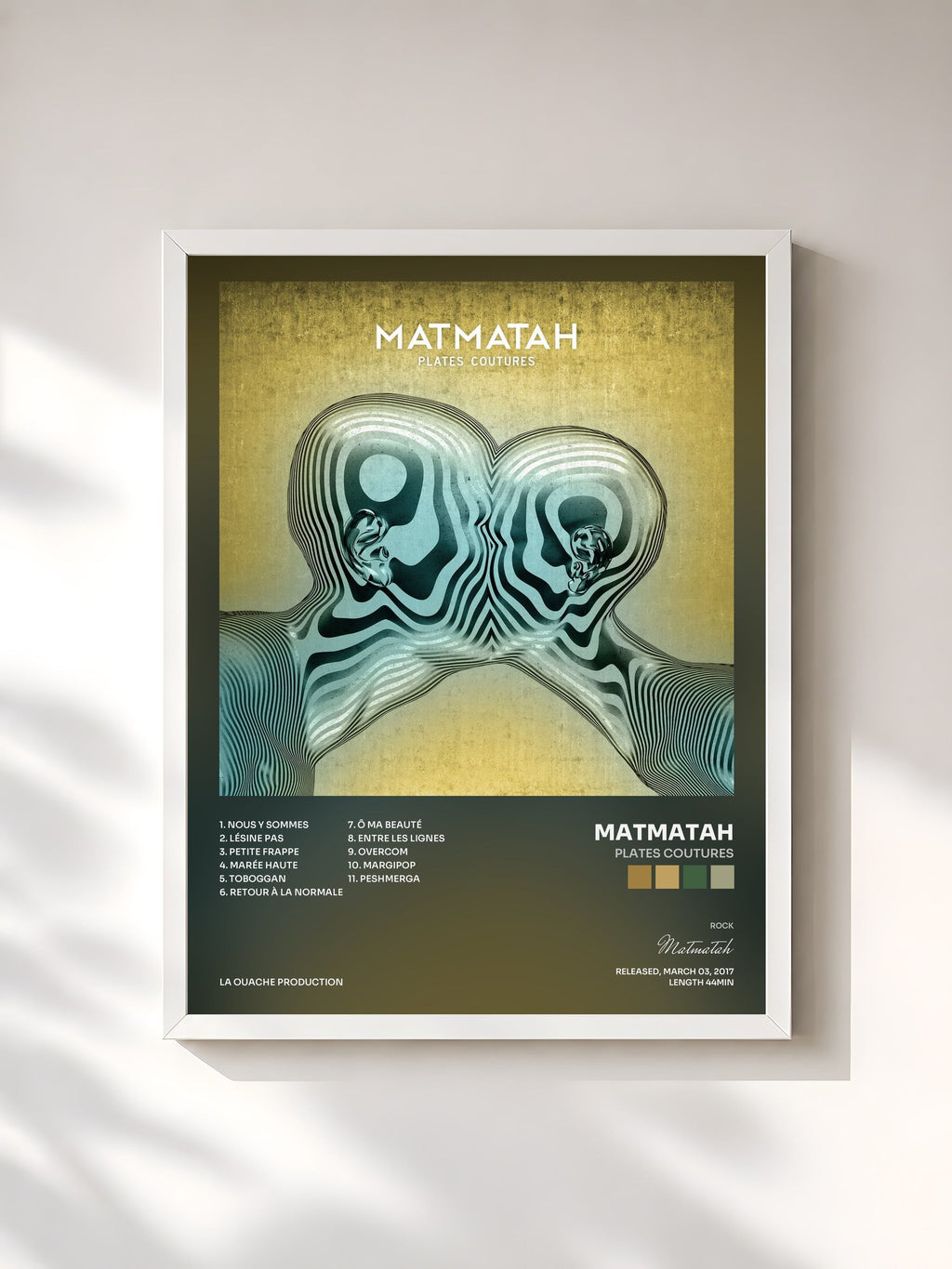 #blanc Plates coutures by Matmatah as a framed art print, white frame, printed and framed in France